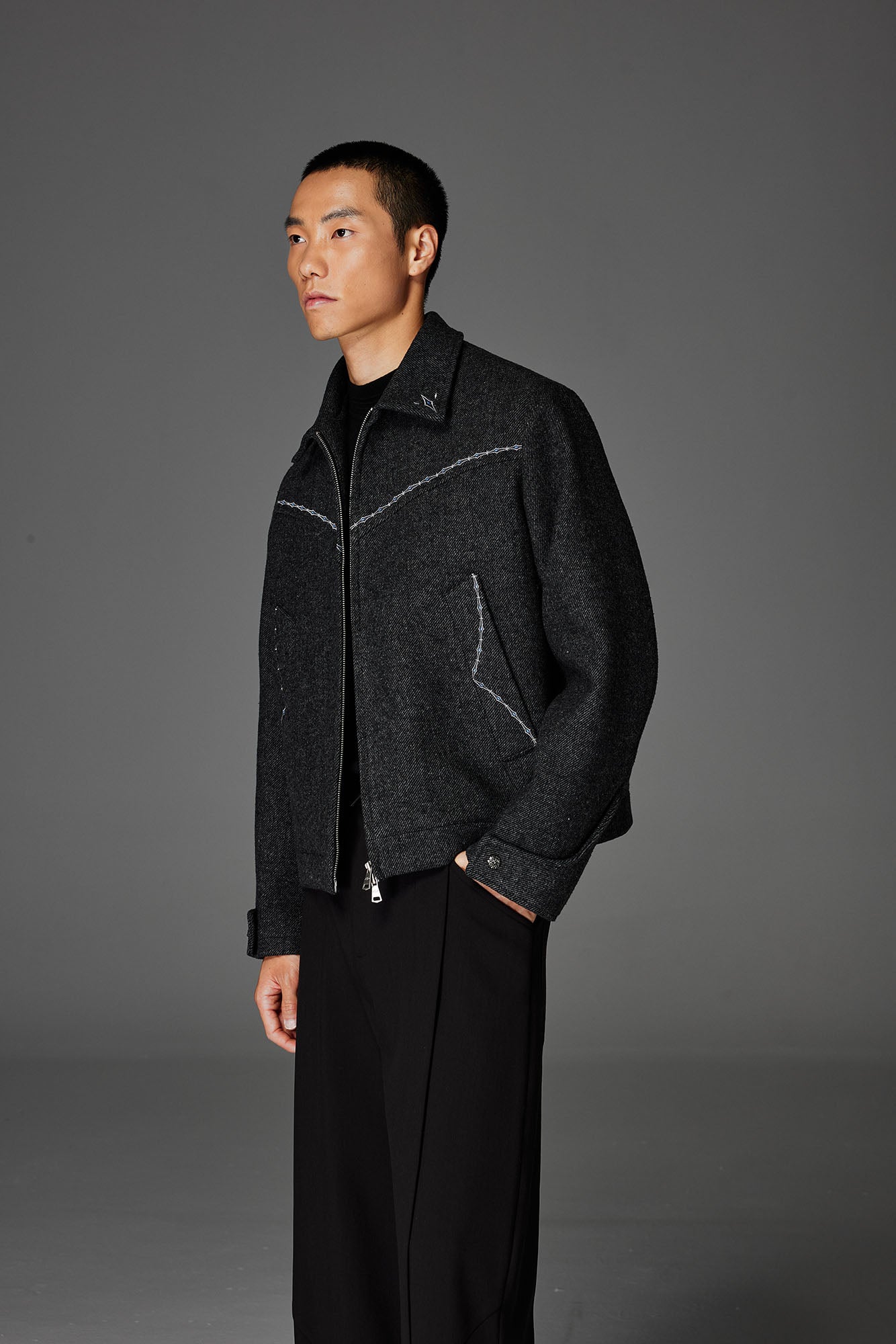 CATSSTAC Contrast-Stitched Wool-Blend Jacket-Jacket-S (Preorder)-Free Shipping Leatheretro