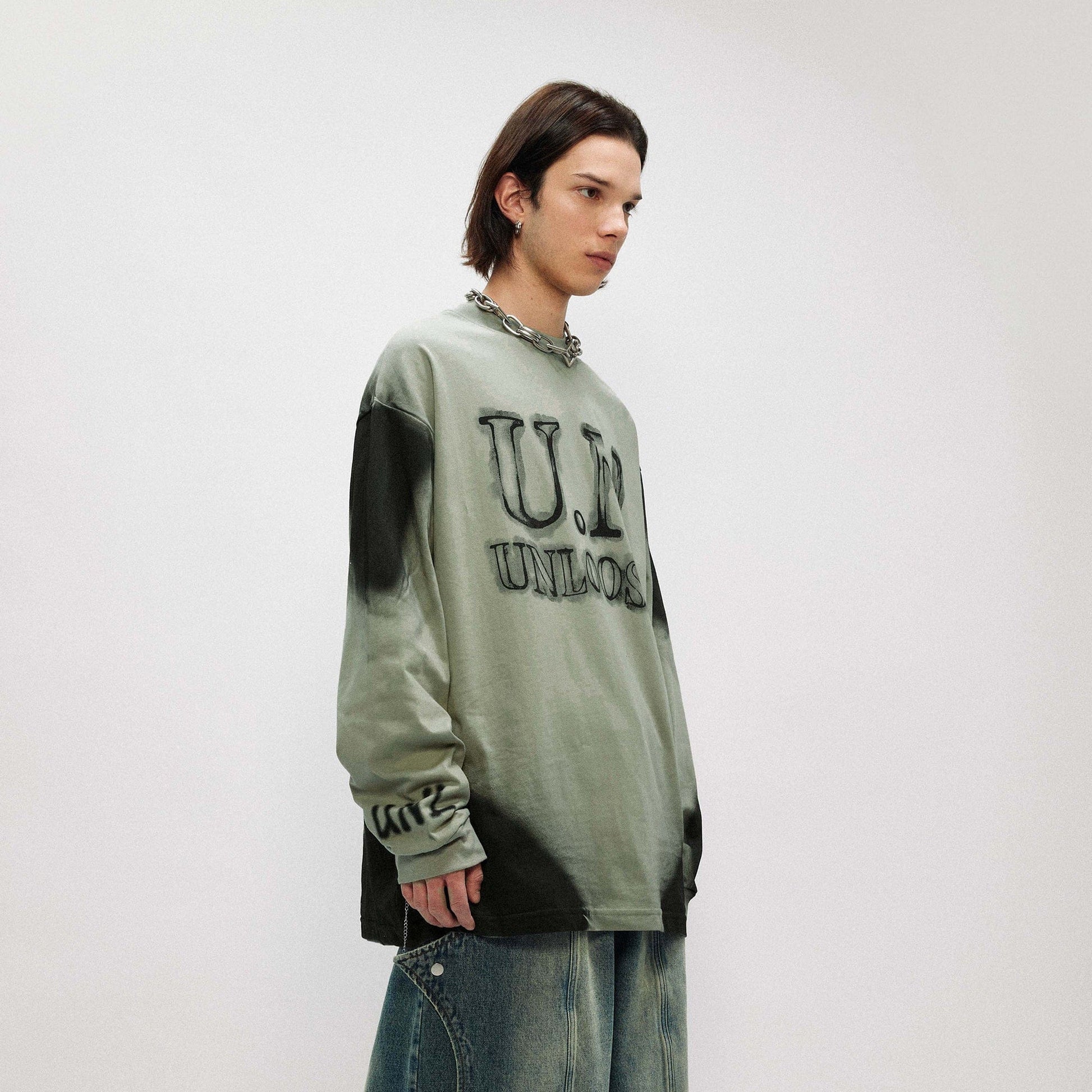 OVDY Unloose Ink Gradient Long-Sleeve Tee-L/S Tee-S-Free Shipping Leatheretro
