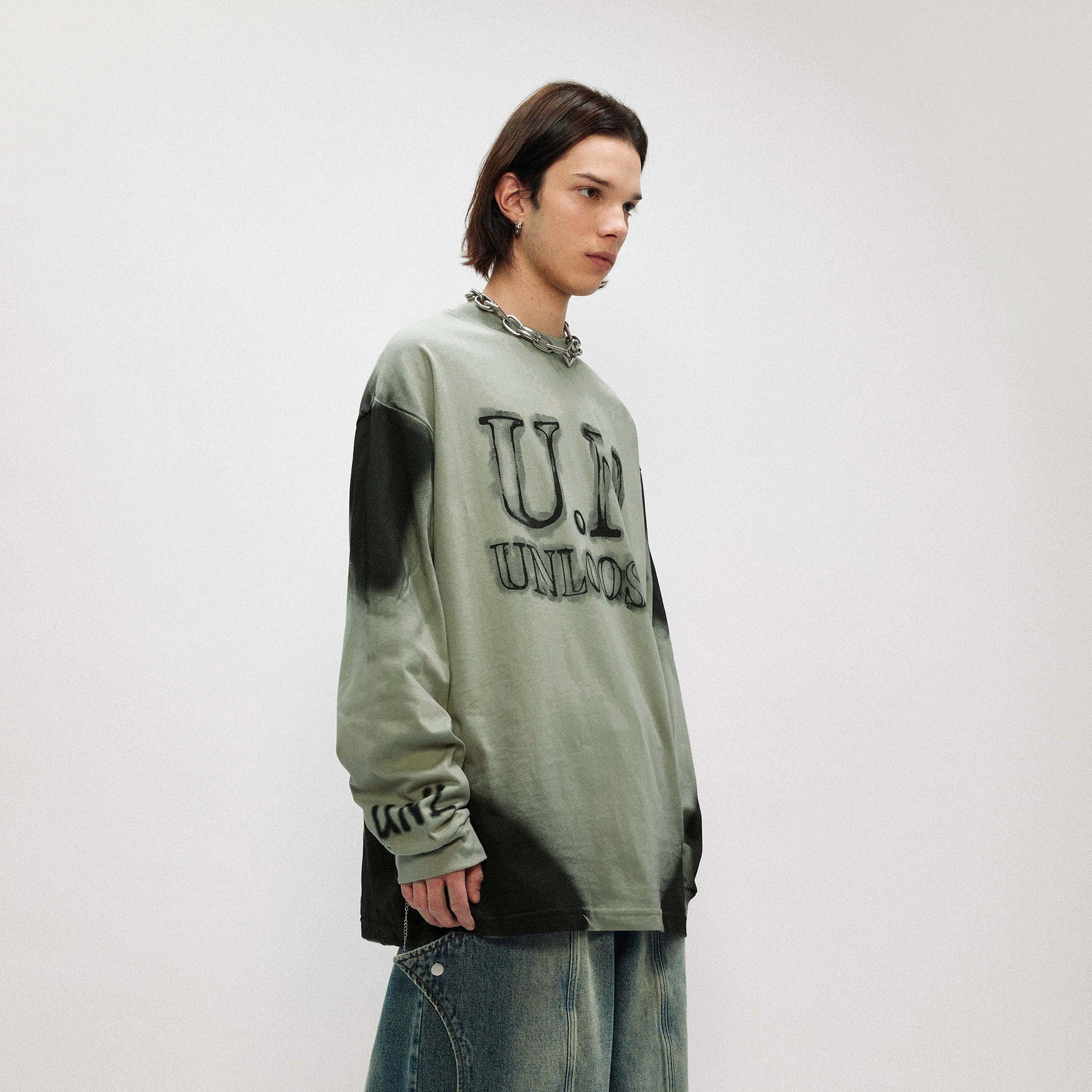 OVDY Unloose Ink Gradient Long-Sleeve Tee-L/S Tee-S-Free Shipping Leatheretro