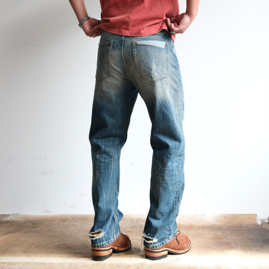 NEIGBORL Retro Washed Patch Distressed Jeans-Jeans-XS-Free Shipping Leatheretro