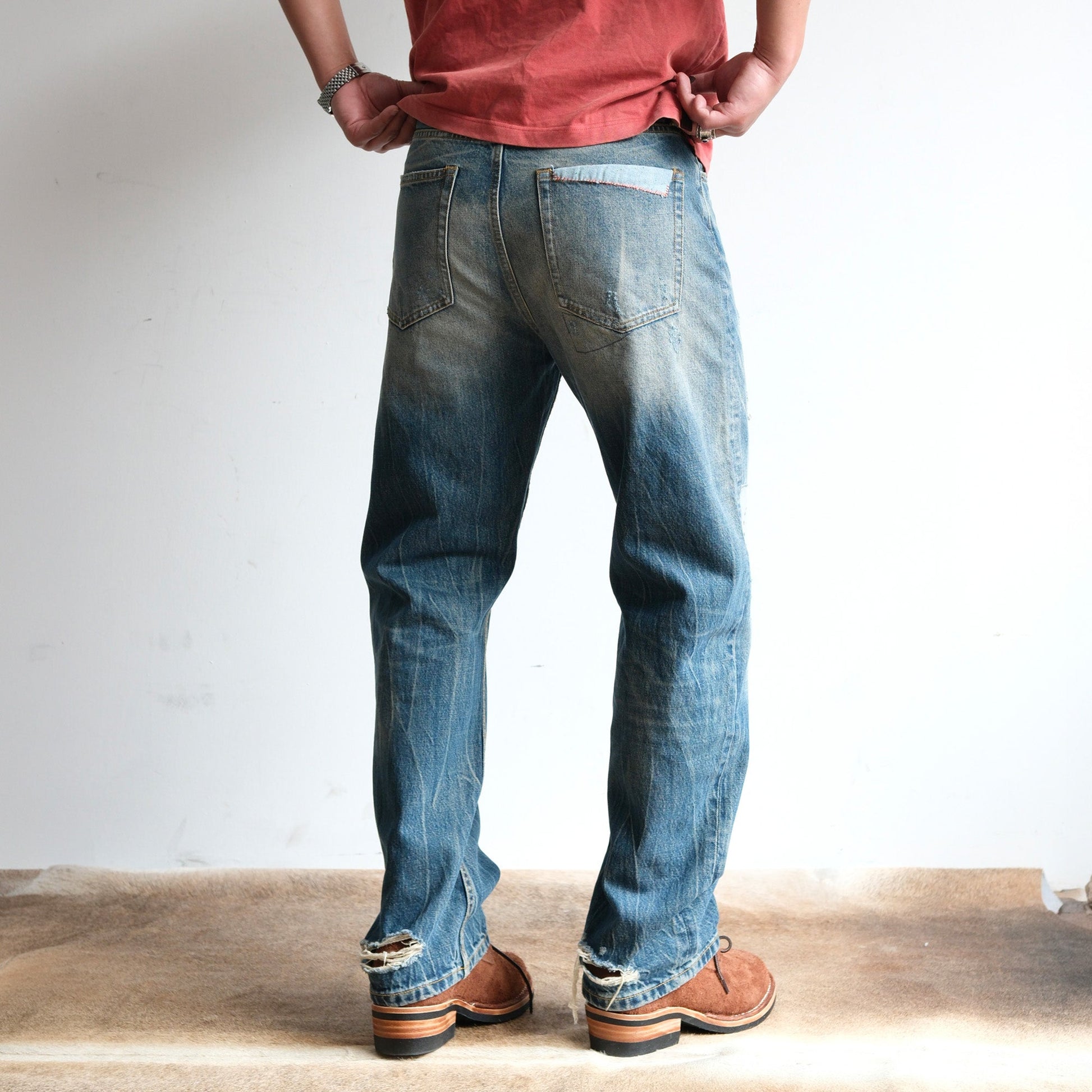NEIGBORL Retro Washed Patch Distressed Jeans-Jeans-XS-Free Shipping Leatheretro