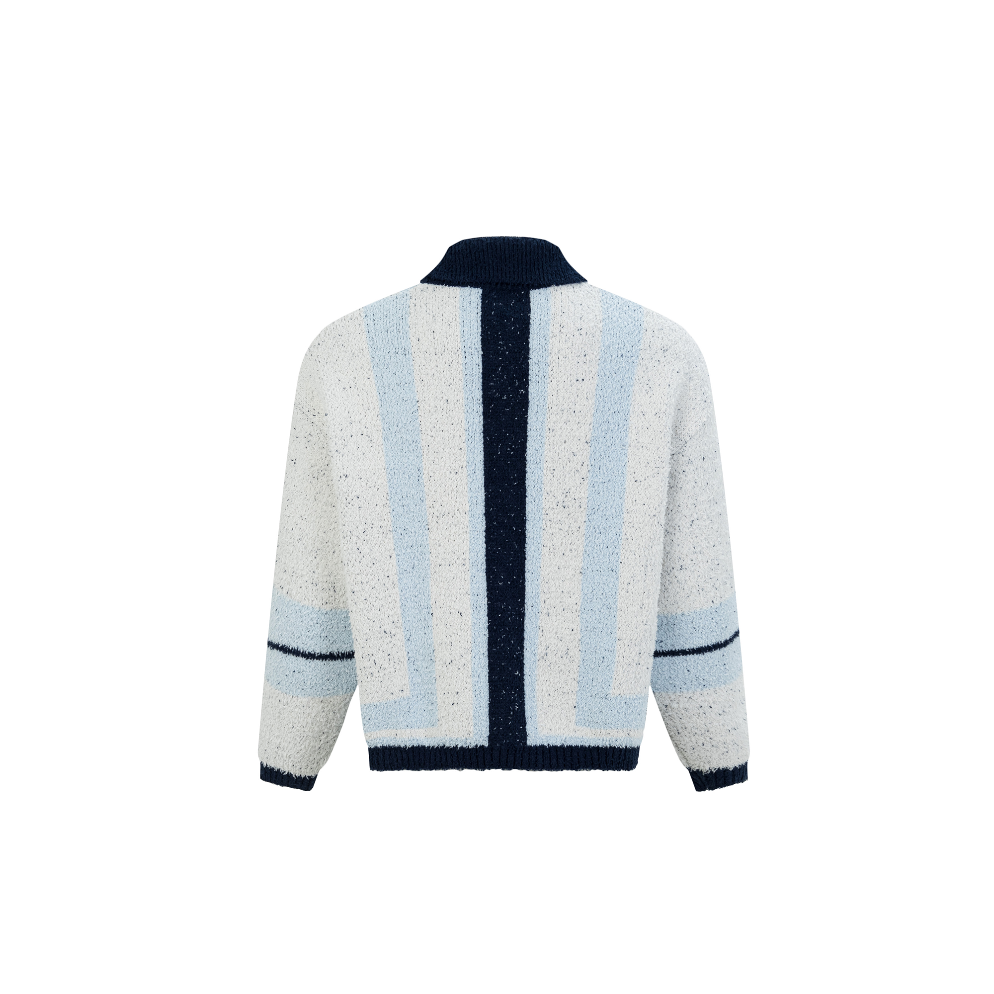 OVDY Retro Contrast Stripe Collar Knit Cardigan-Jacket-S-White-Free Shipping Leatheretro