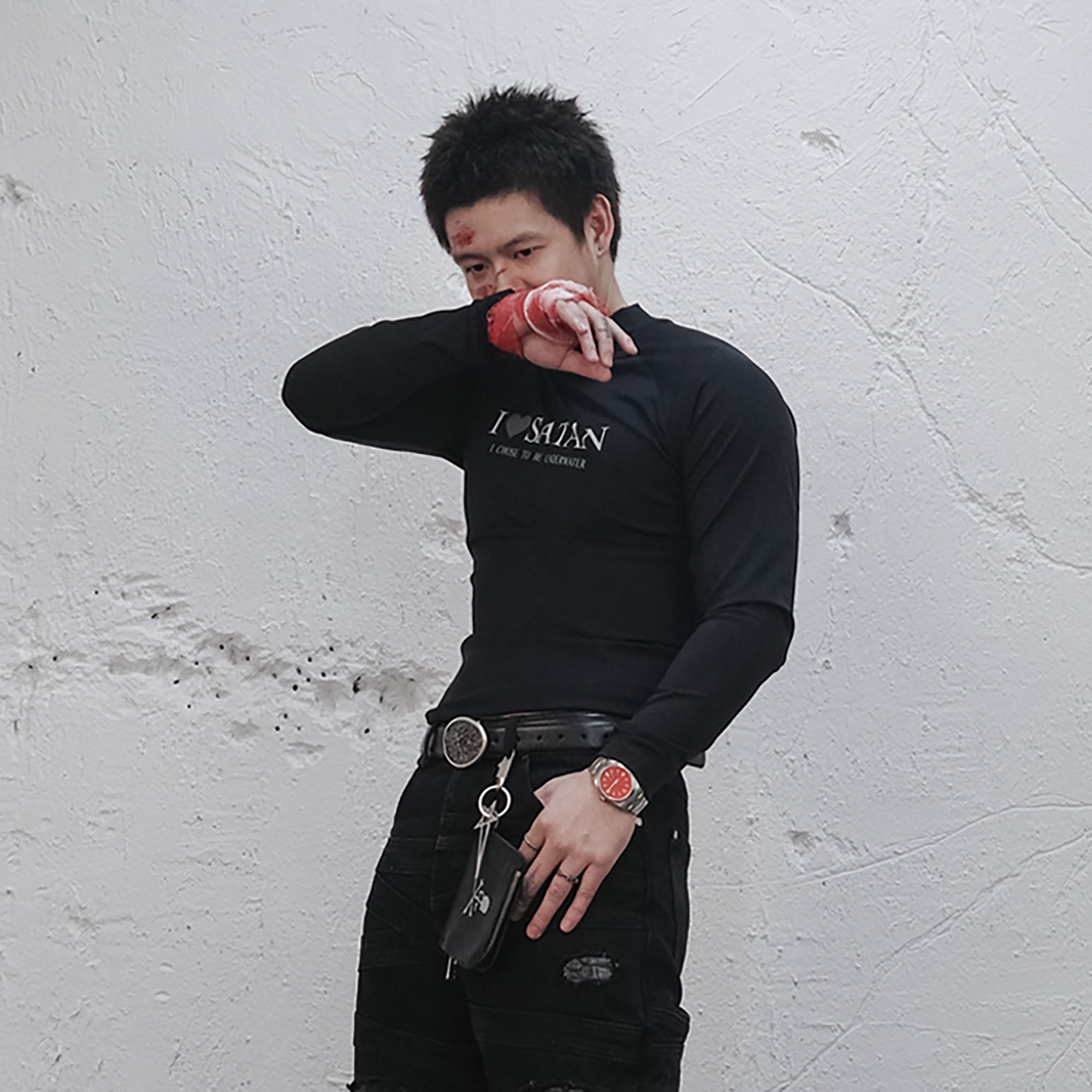 UNDERWATER Satan Racing Mock-Neck Long-Sleeve Tee-L/S Tee-S-Free Shipping Leatheretro