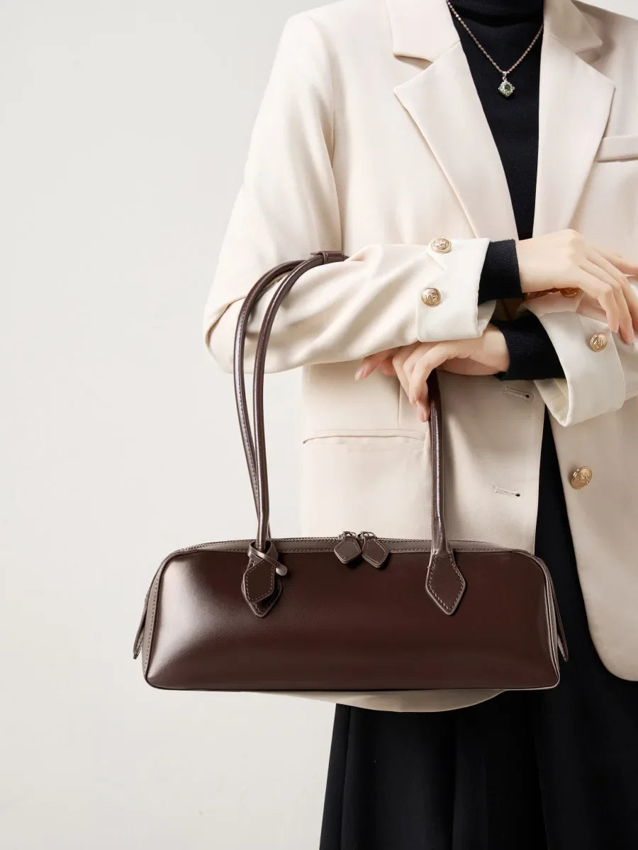 Luxury Vintage Genuine Leather Bag - Korean Design Shoulder Handbags-Handbags-Black-Free Shipping Leatheretro
