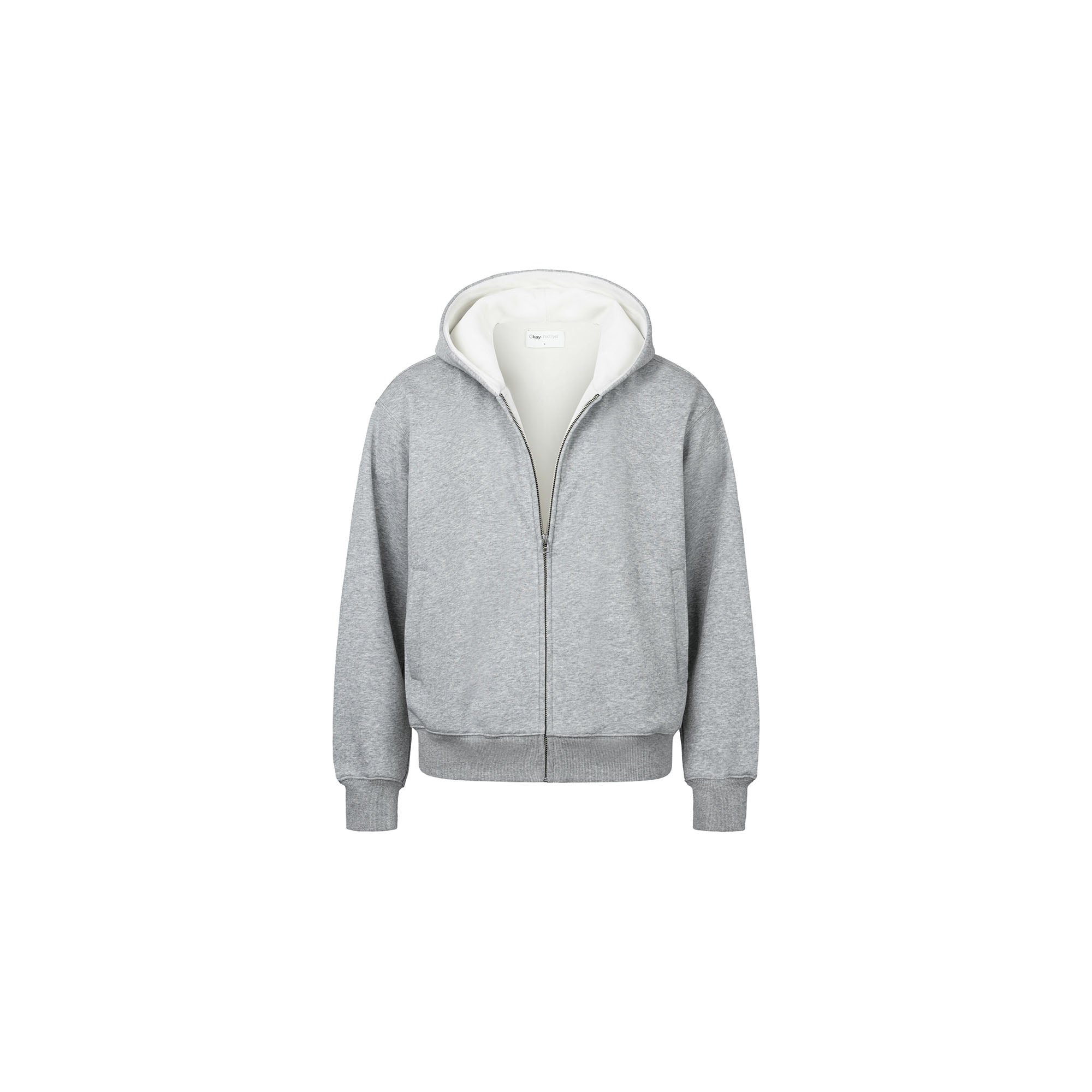 OKAYTHXBYE Essential Sherpa-Lined Boxy Zip Hoodie-Jacket-S-Dark Gray-Free Shipping Leatheretro