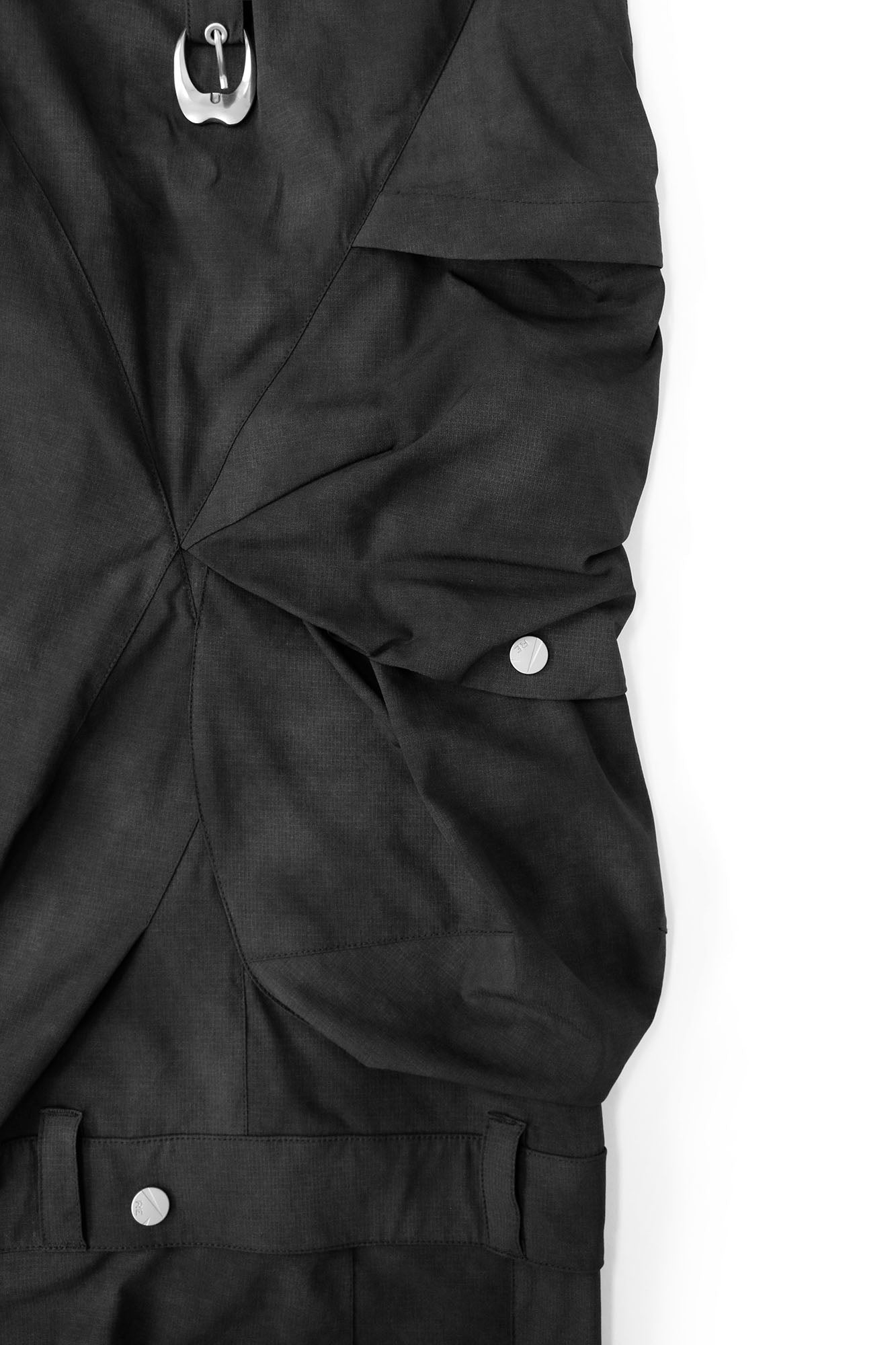 RELABEL Detachable Ruched Inverted Waist Cargo Pants-Pants-XS (Preorder)-Black-Free Shipping Leatheretro