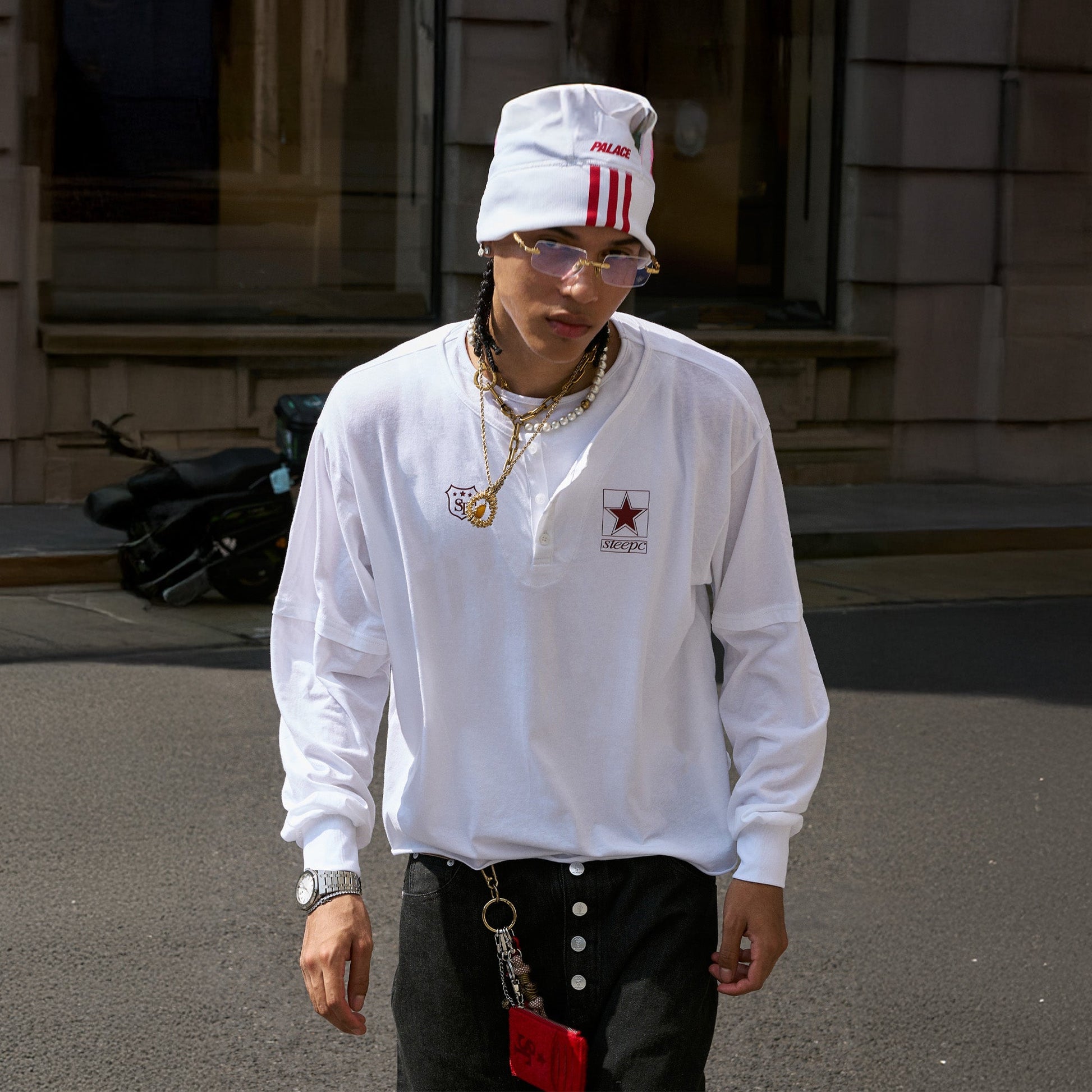 STEEPC Layered Henley Pearl-Star Long-Sleeve Tee-L/S Tee-S (1)-Free Shipping Leatheretro