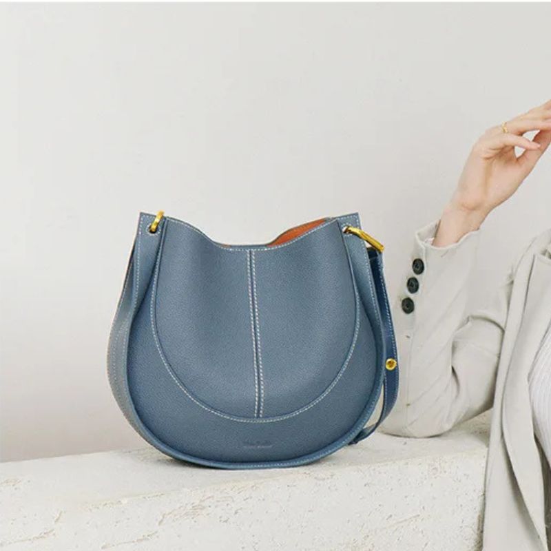 Luxury Soft Leather Crossbody Saddle Bag-Handbags-Beige-Free Shipping Leatheretro
