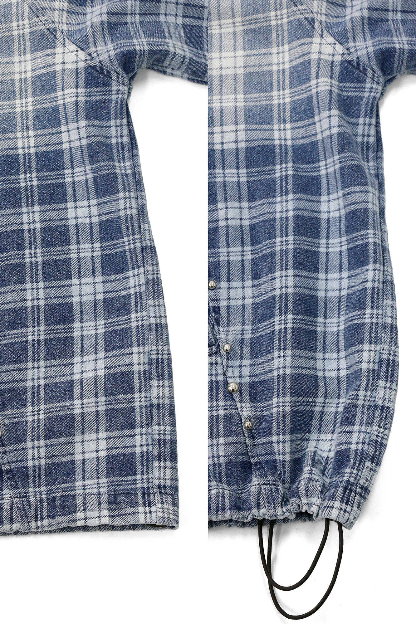 RELABEL Plaid Rivet Paneled Faded Hoodie-Hoodie-XS-Free Shipping Leatheretro