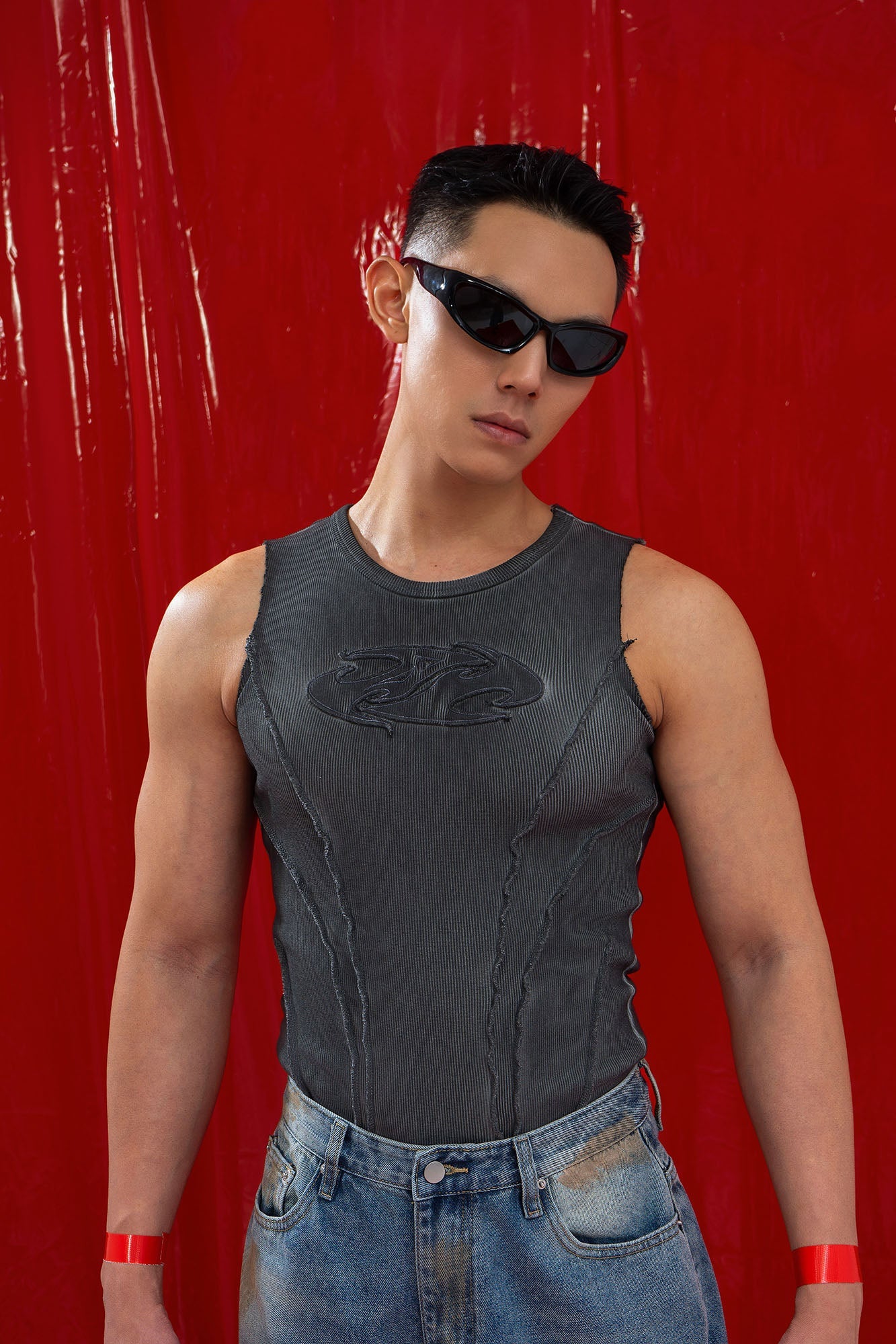 CLP Ribbed Frayed Hem Slim Vest-Vest-M-Free Shipping Leatheretro
