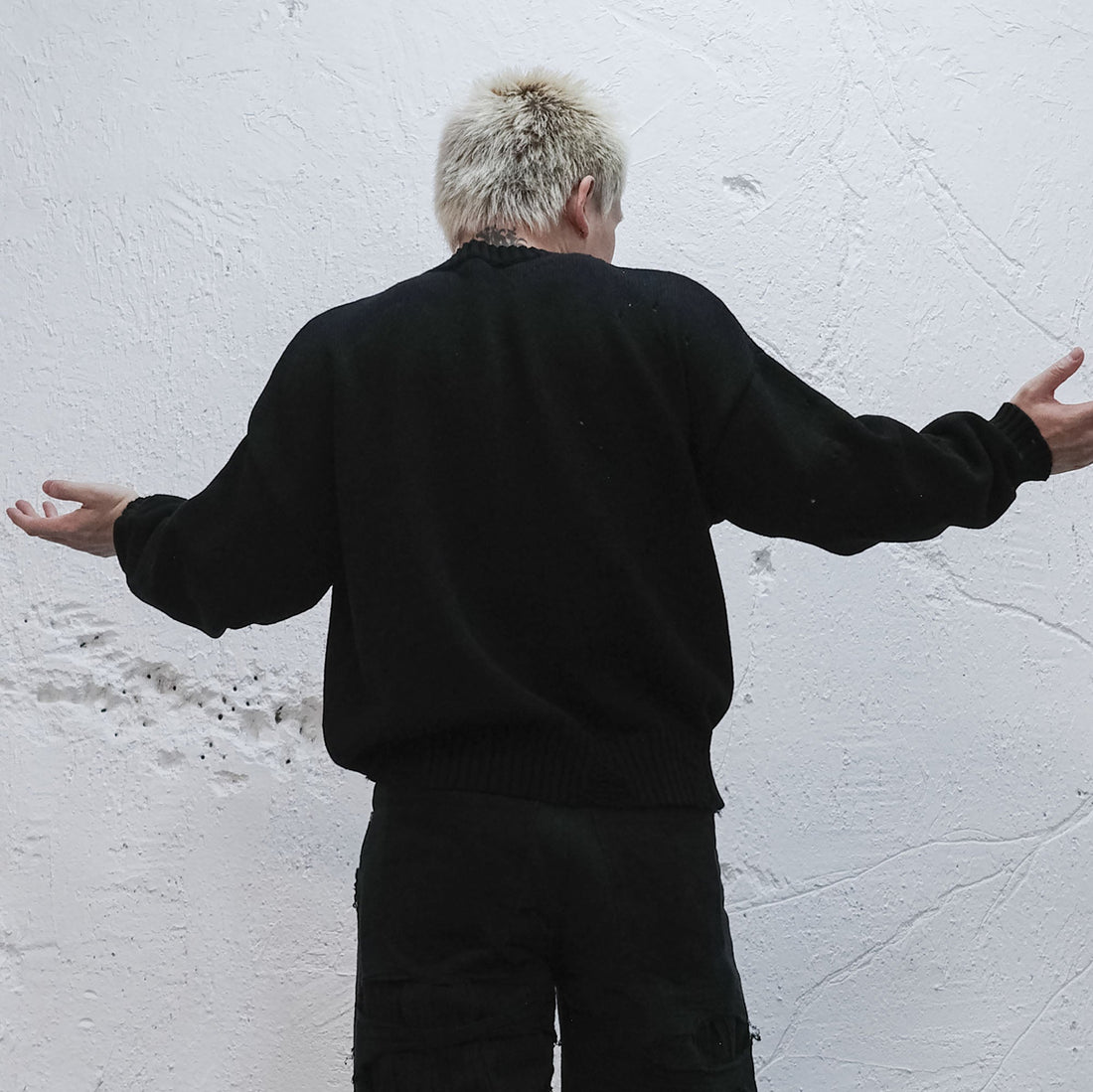 UNDERWATER Demon Portrait Distressed Sweater-Sweater-S-Free Shipping Leatheretro