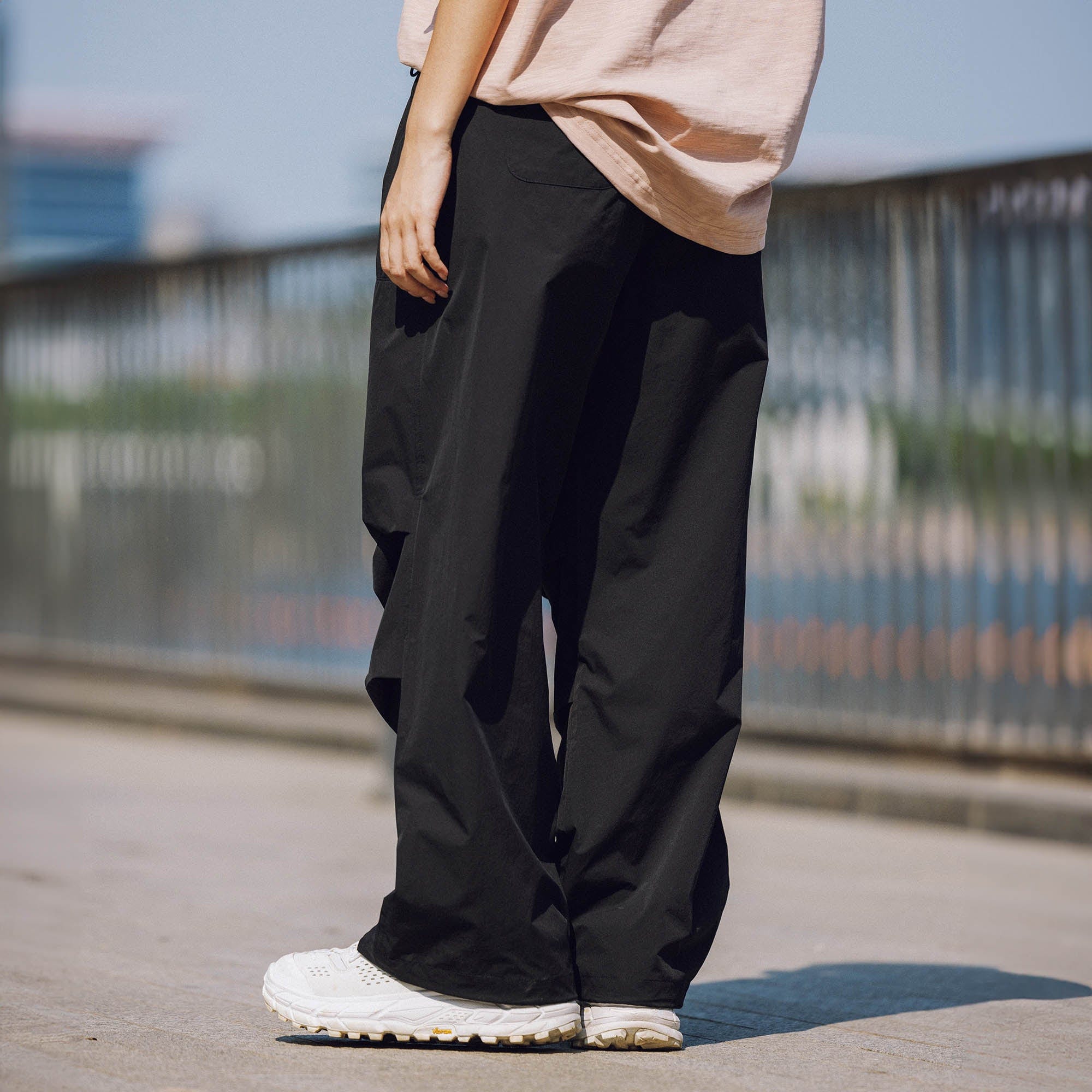 BANANA CLUB Quick-Dry Drawstring Crinkled Parachute Pants-Pants-S-White-Free Shipping Leatheretro