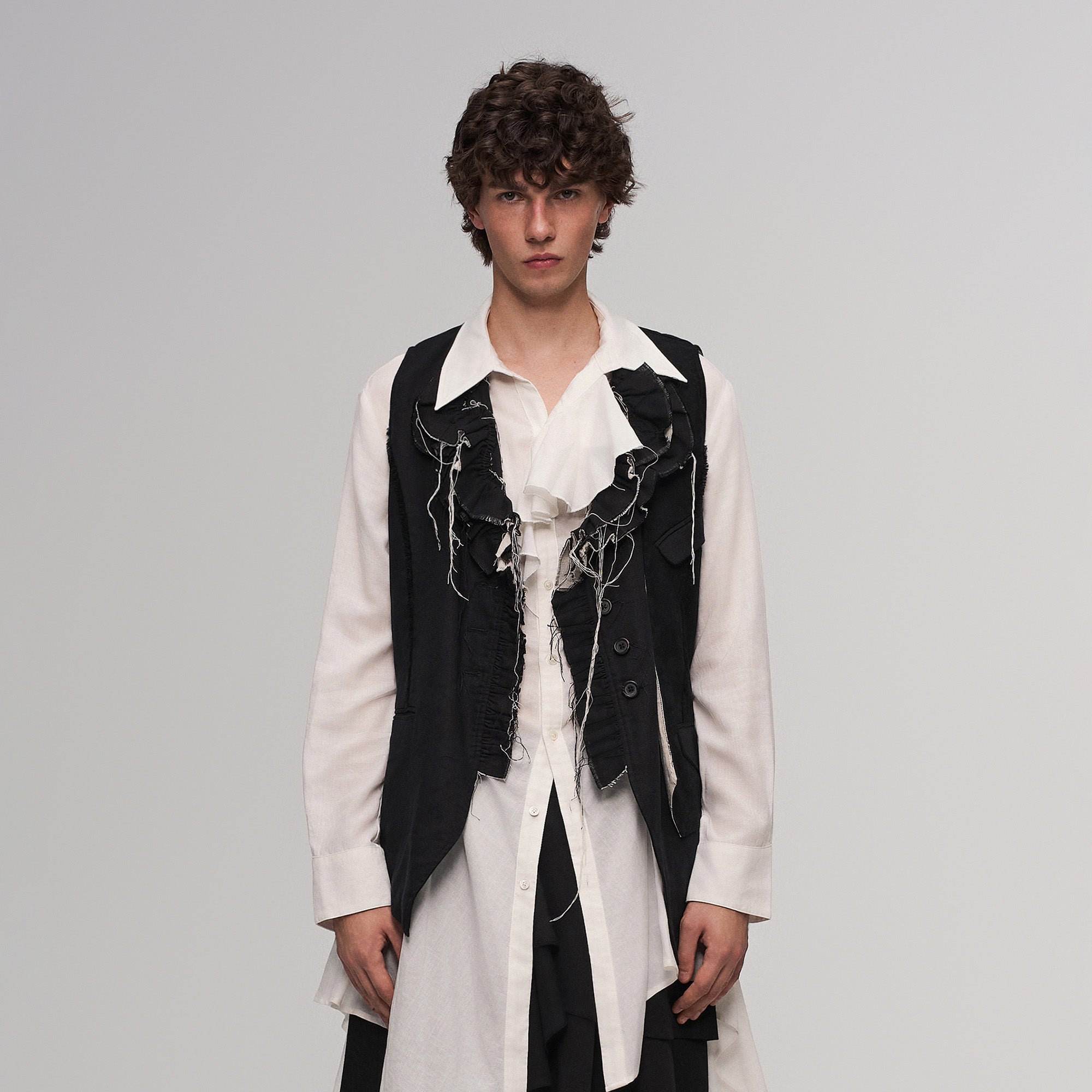 ILNya Nieternite Nifutur Distressed Frayed Petal-Collar Vest-Vest-S (0)-Free Shipping Leatheretro