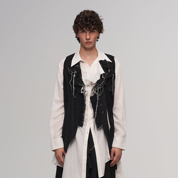 ILNya Nieternite Nifutur Distressed Frayed Petal-Collar Vest-Vest-S (0)-Free Shipping Leatheretro