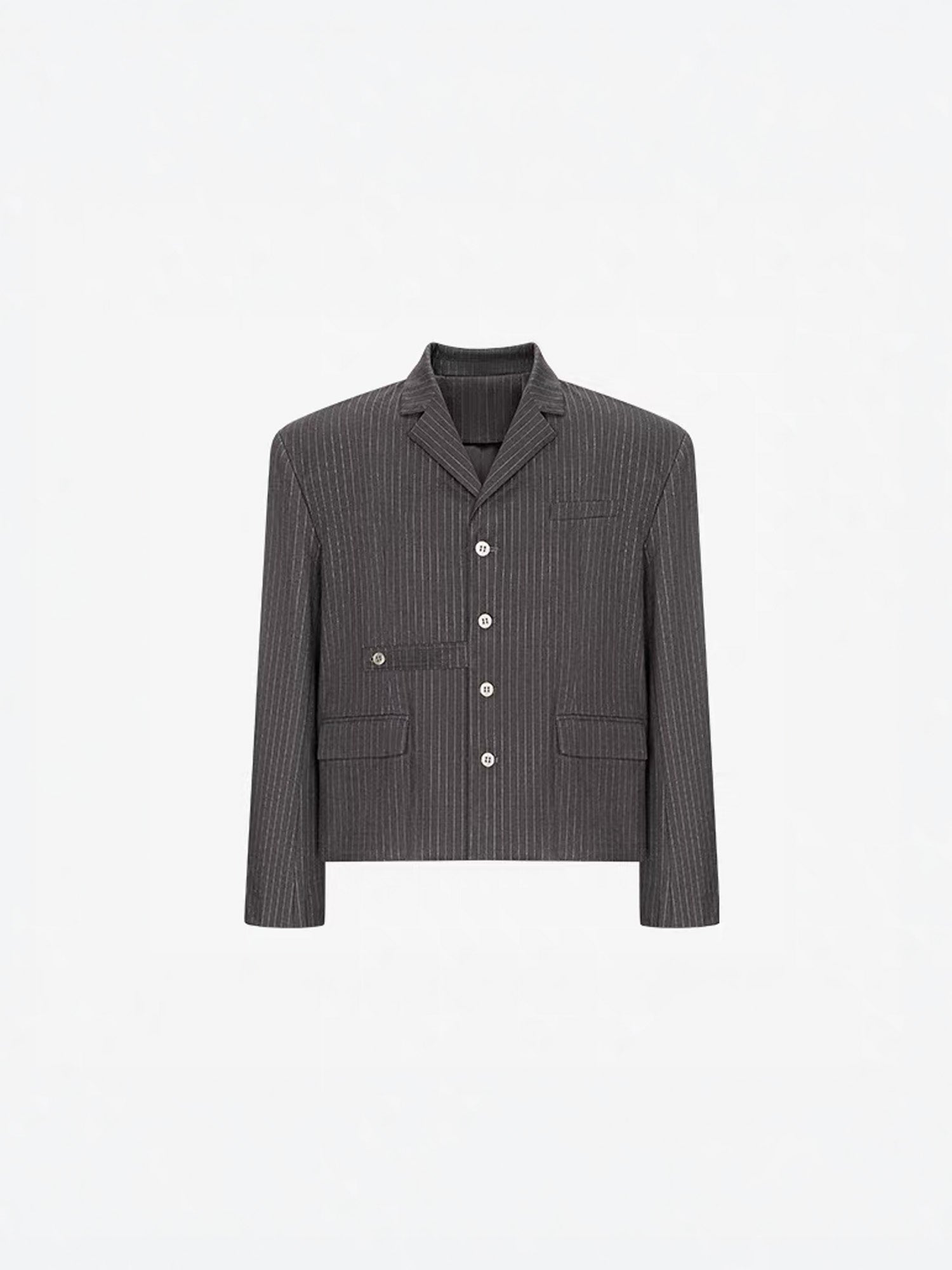 TIWILLTANG Cropped Pinstripe Strap Blazer-Jacket-S-Black-Free Shipping Leatheretro