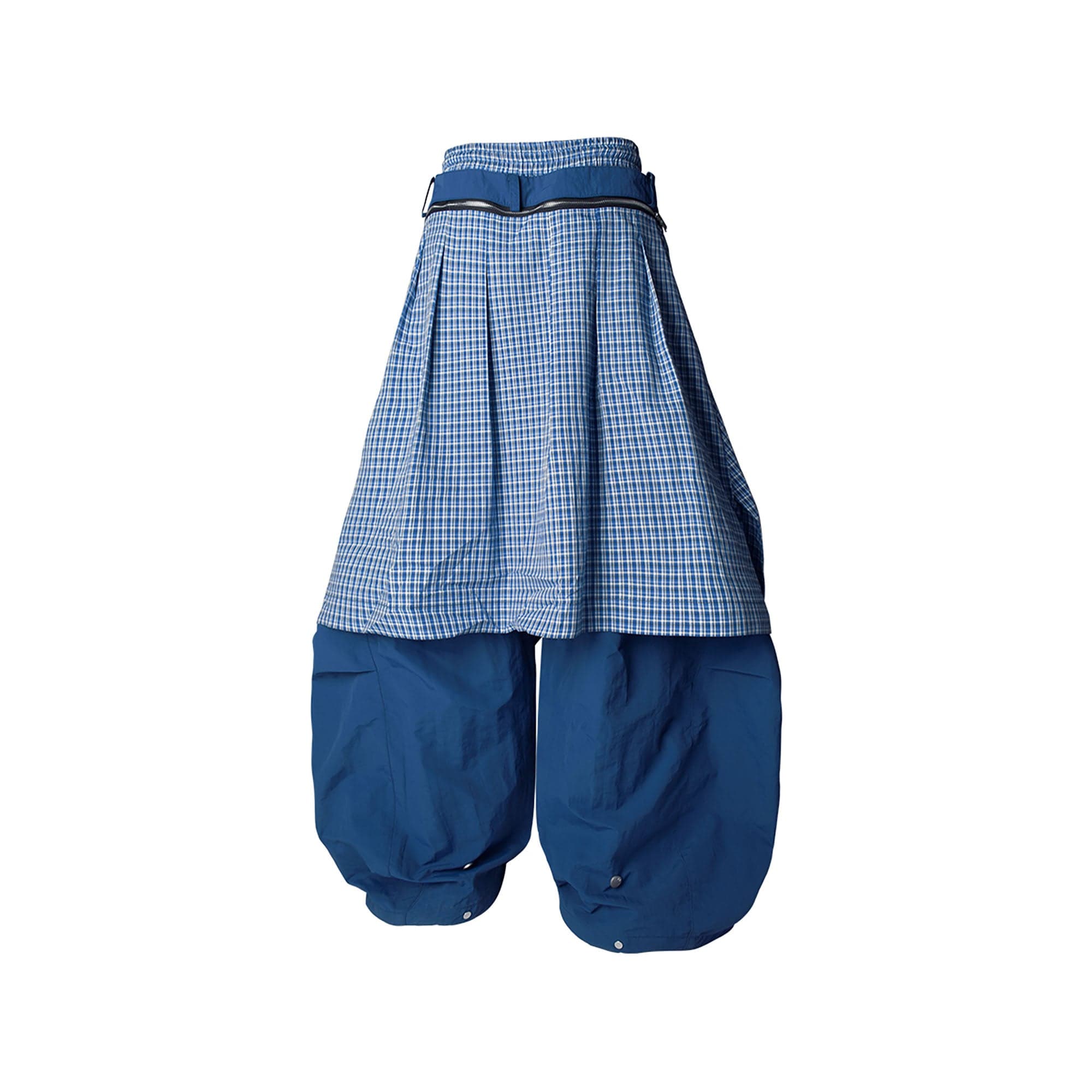 RELABEL Drawstring Layered Double-Waistband Parachute Pants Blue-Pants-XS-Free Shipping Leatheretro