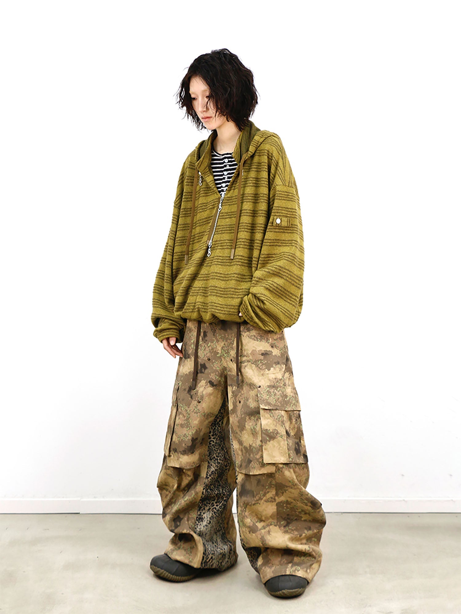 RELABEL Striped Asym Half-Zip Knit Hoodie-Hoodie-XS (Preorder)-Free Shipping Leatheretro
