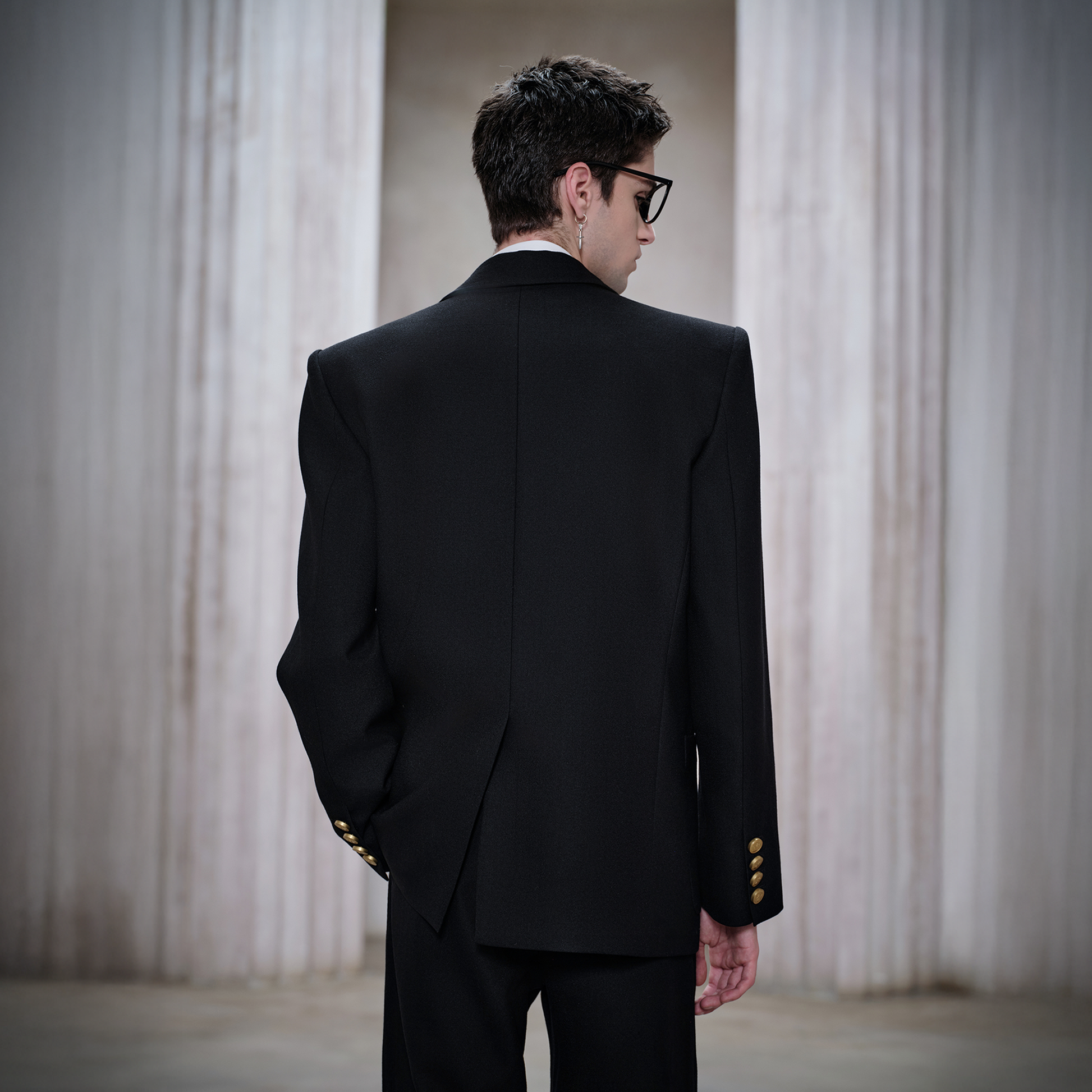 FACEONLAB Badge-Patch Double-Breasted Blazer-Jacket-M-Free Shipping Leatheretro