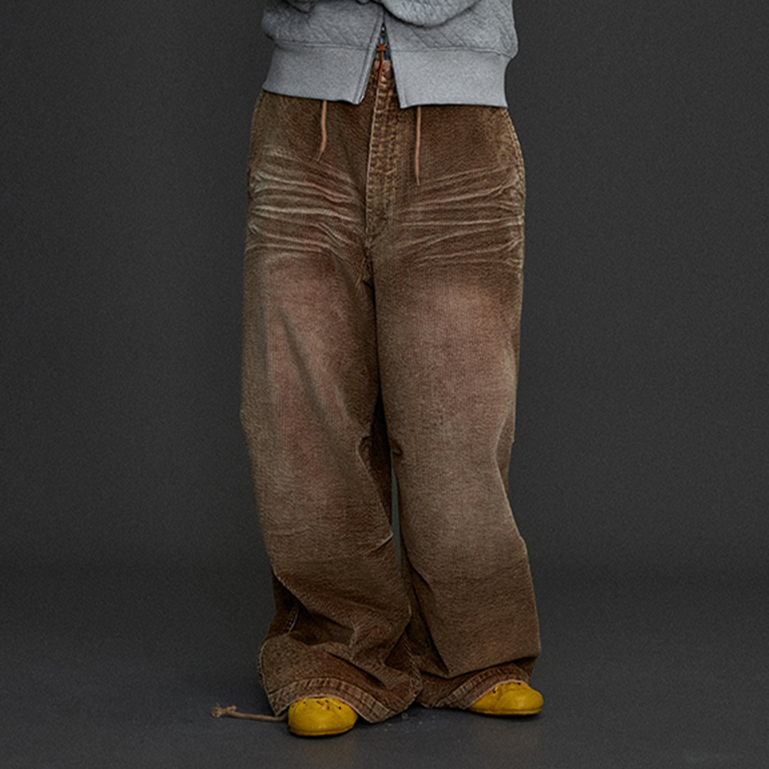 NIANJIUYIKOUER Washed Distressed Corduroy Wide-Leg Pants-Pants-XS-Free Shipping Leatheretro