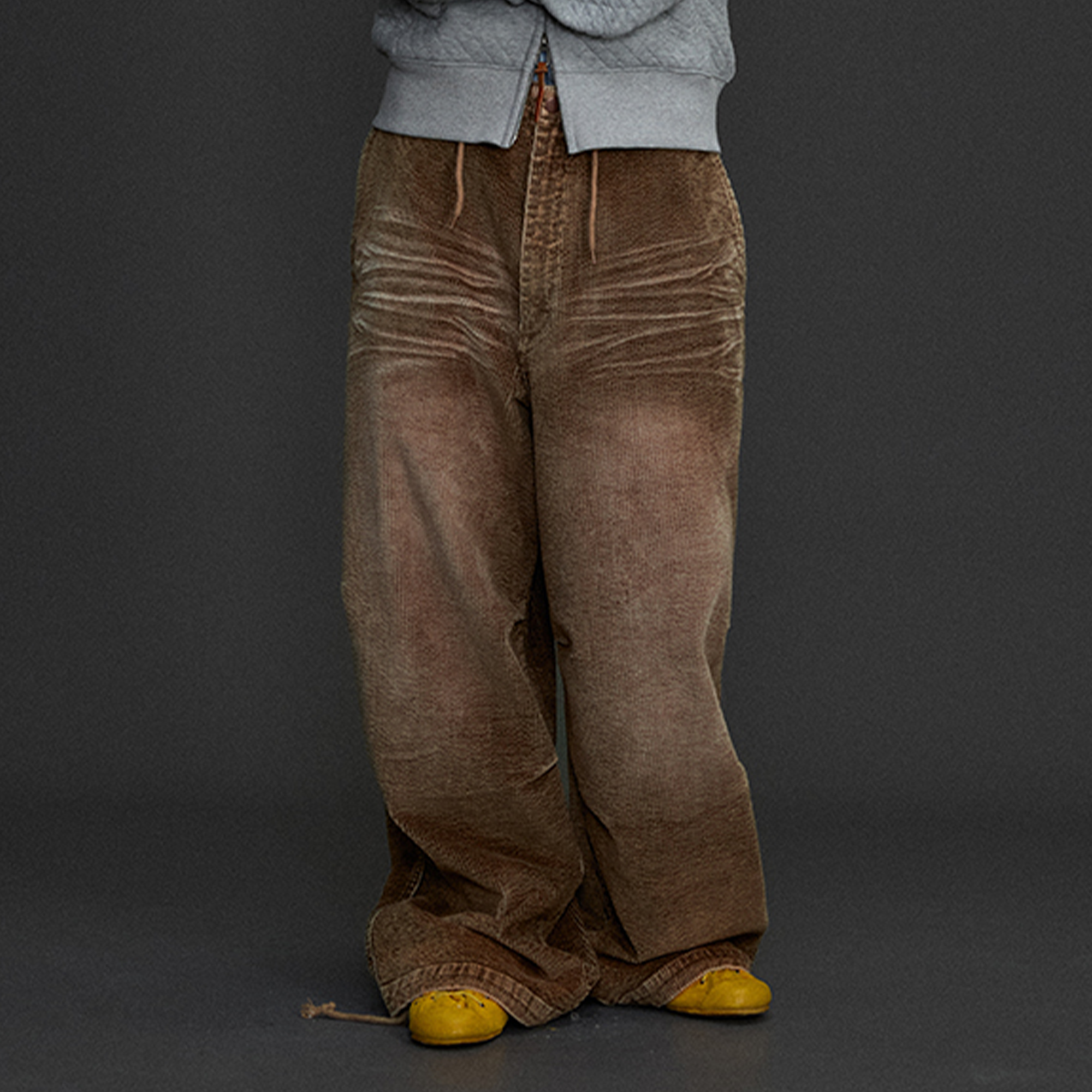 NIANJIUYIKOUER Washed Distressed Corduroy Wide-Leg Pants-Pants-XS-Free Shipping Leatheretro