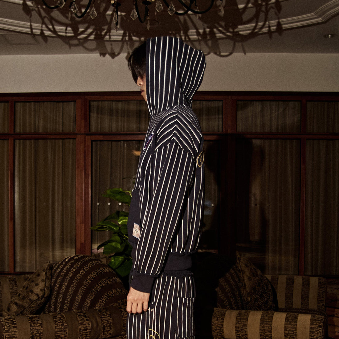 PHANTOMHUNTER Stripe Embroidered Studded Hoodie-Hoodie-M (Preorder)-Free Shipping Leatheretro