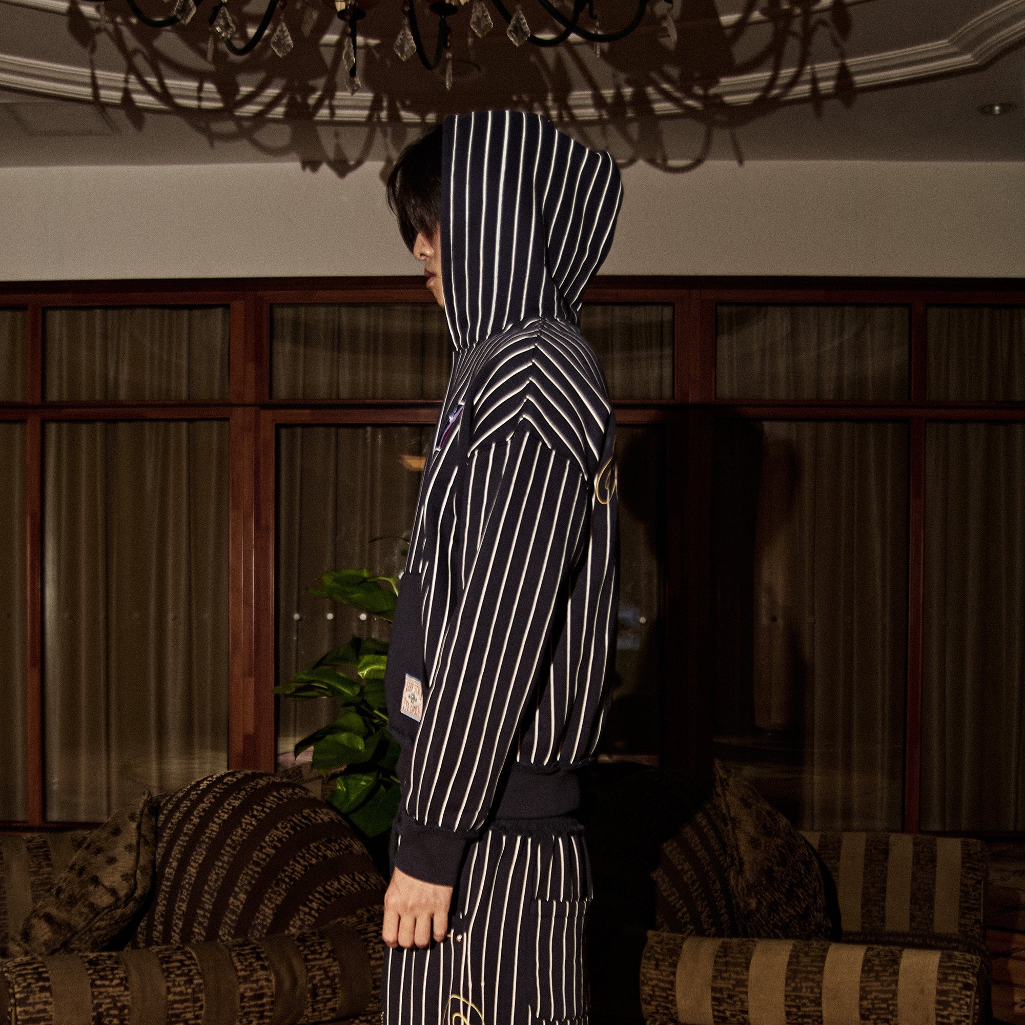 PHANTOMHUNTER Stripe Embroidered Studded Hoodie-Hoodie-M (Preorder)-Free Shipping Leatheretro