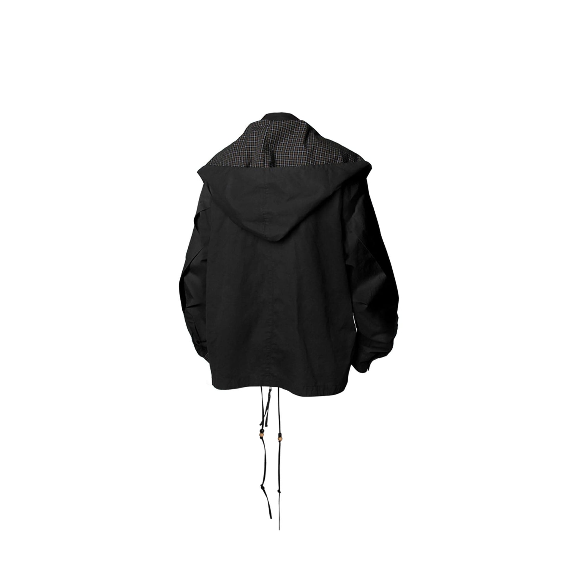 RELABEL Detachable Hood Beaded Ruched Shirt Black-Shirt-XS-Free Shipping Leatheretro