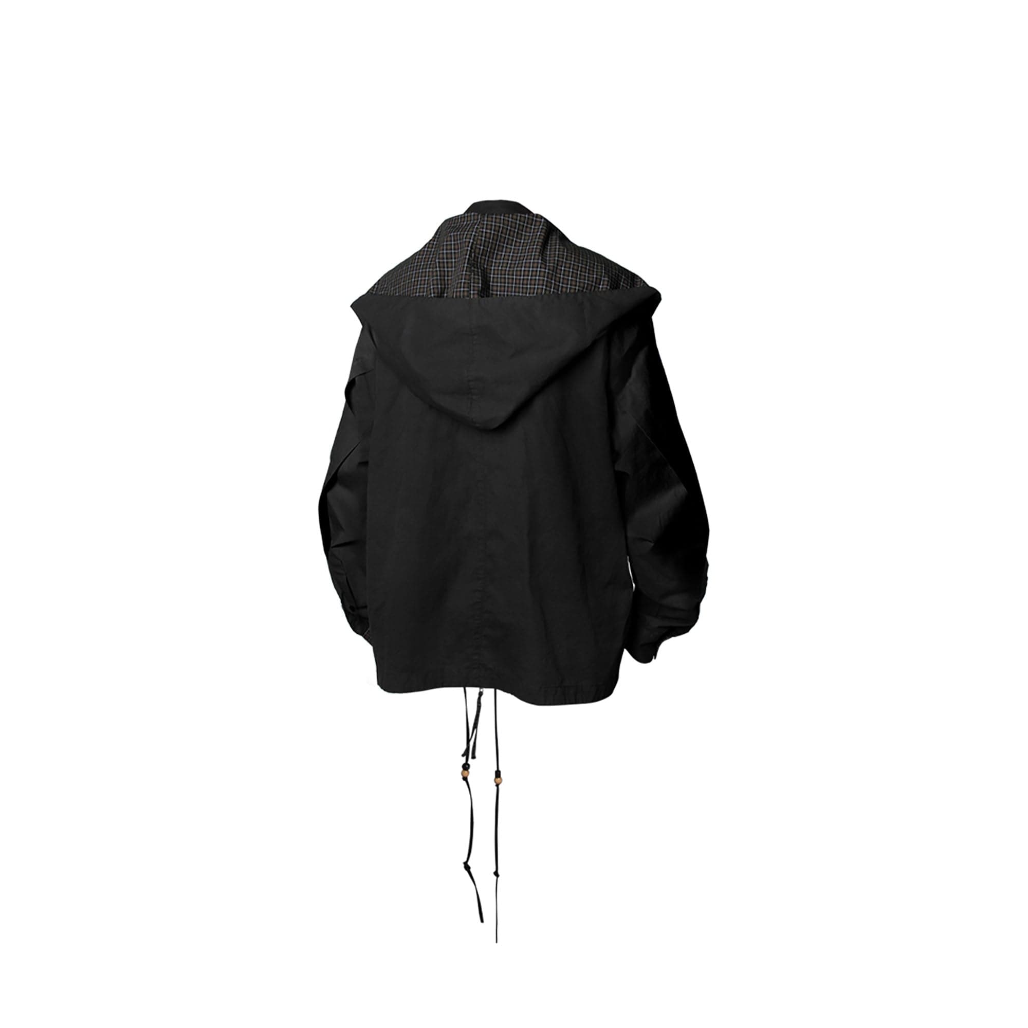 RELABEL Detachable Hood Beaded Ruched Shirt Black-Shirt-XS-Free Shipping Leatheretro