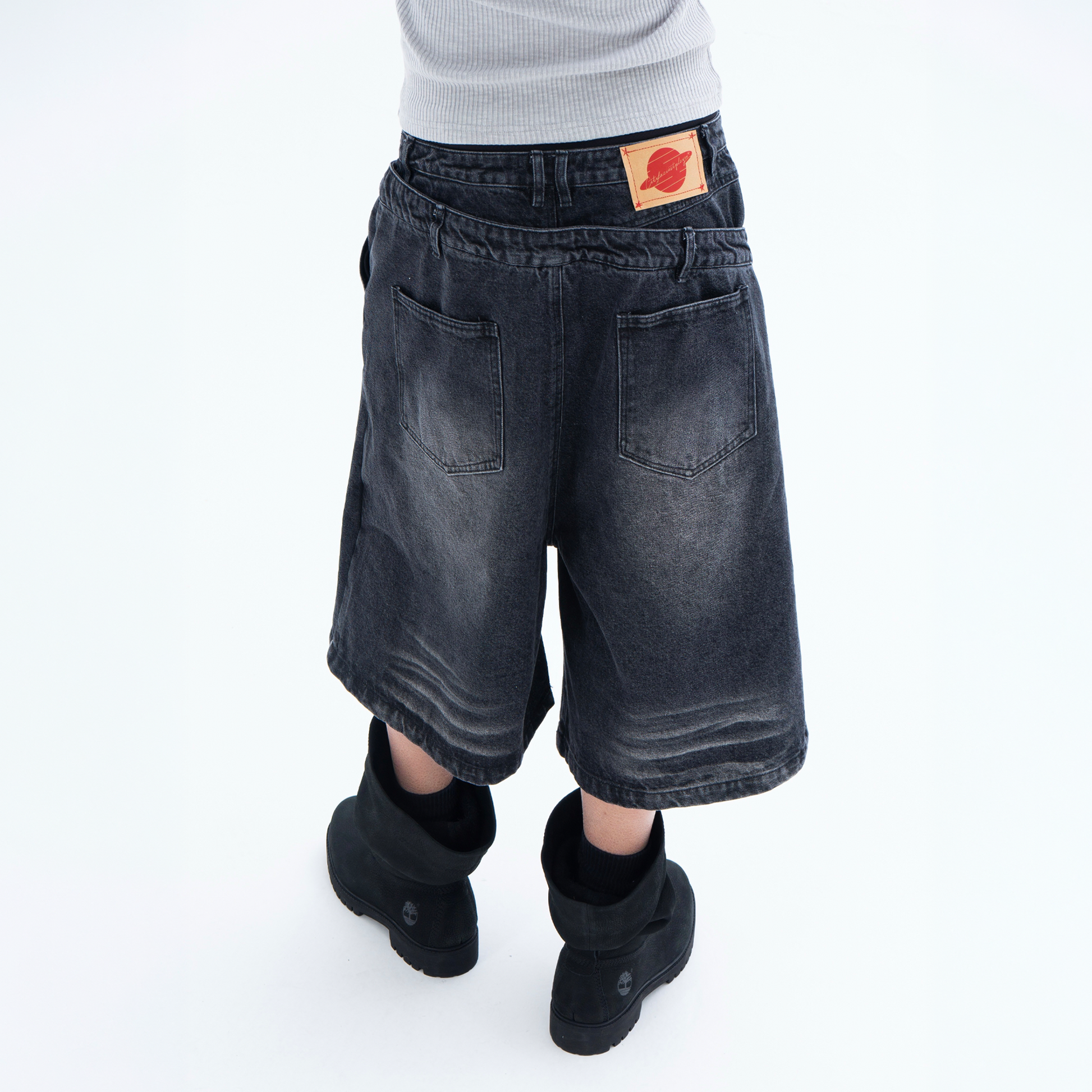 CLP Distressed Double-Waist Denim Shorts-Shorts-M / 31"-Blue-Free Shipping Leatheretro