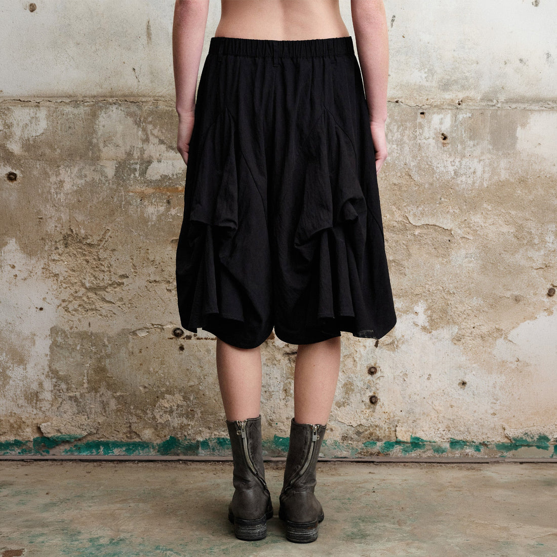 ILNya Nieternite Nifutur Layered Asymmetrical Skort Black-Shorts-S (0) (Preorder)-Free Shipping Leatheretro