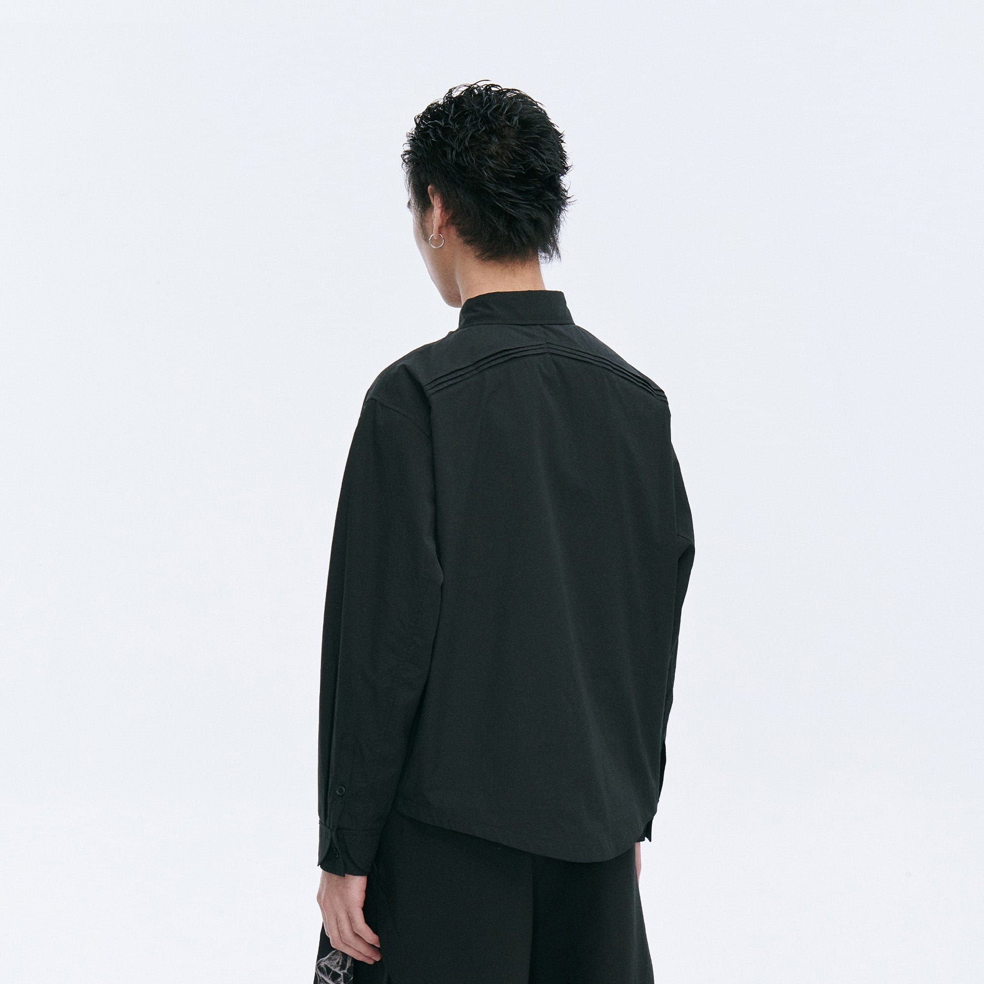 CATSSTAC Layered Seamline Floral Embroidered Shirt-Shirt-Black-M-Free Shipping Leatheretro