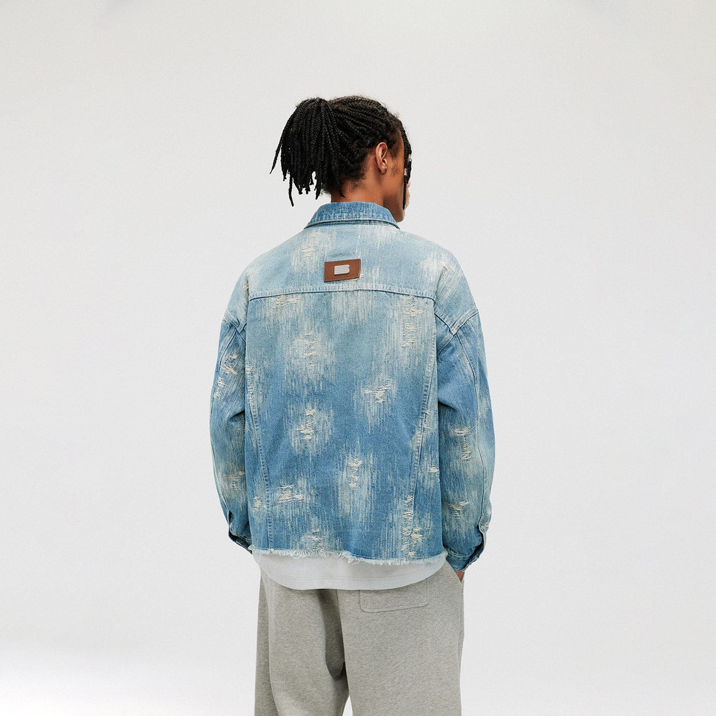 BONELESS Raw-Edge Washed Denim Jacket-Jacket-S-Free Shipping Leatheretro