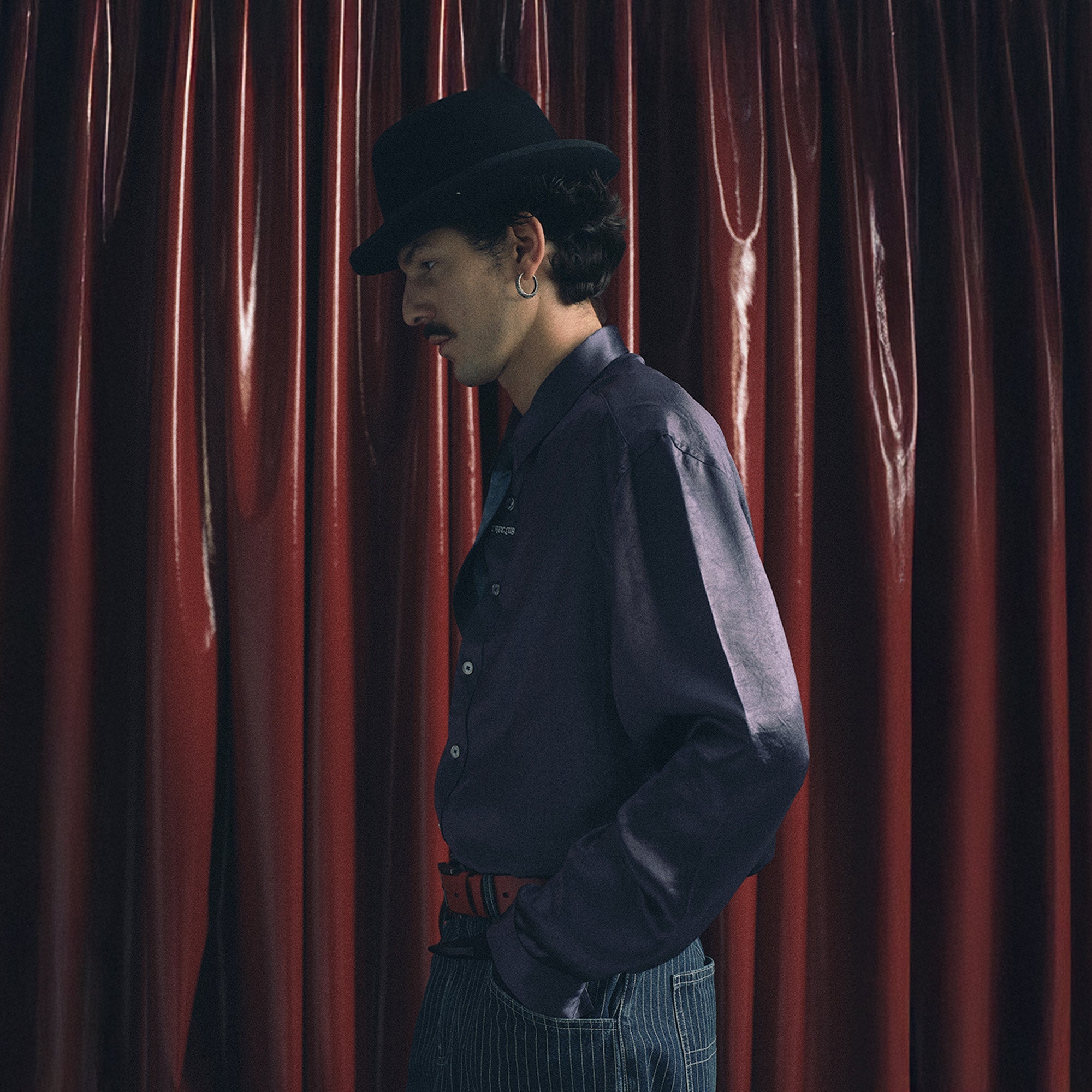 TRECLUB Glossy Embroidered-Placket Drapey Shirt-Shirt-S-Blue-Free Shipping Leatheretro