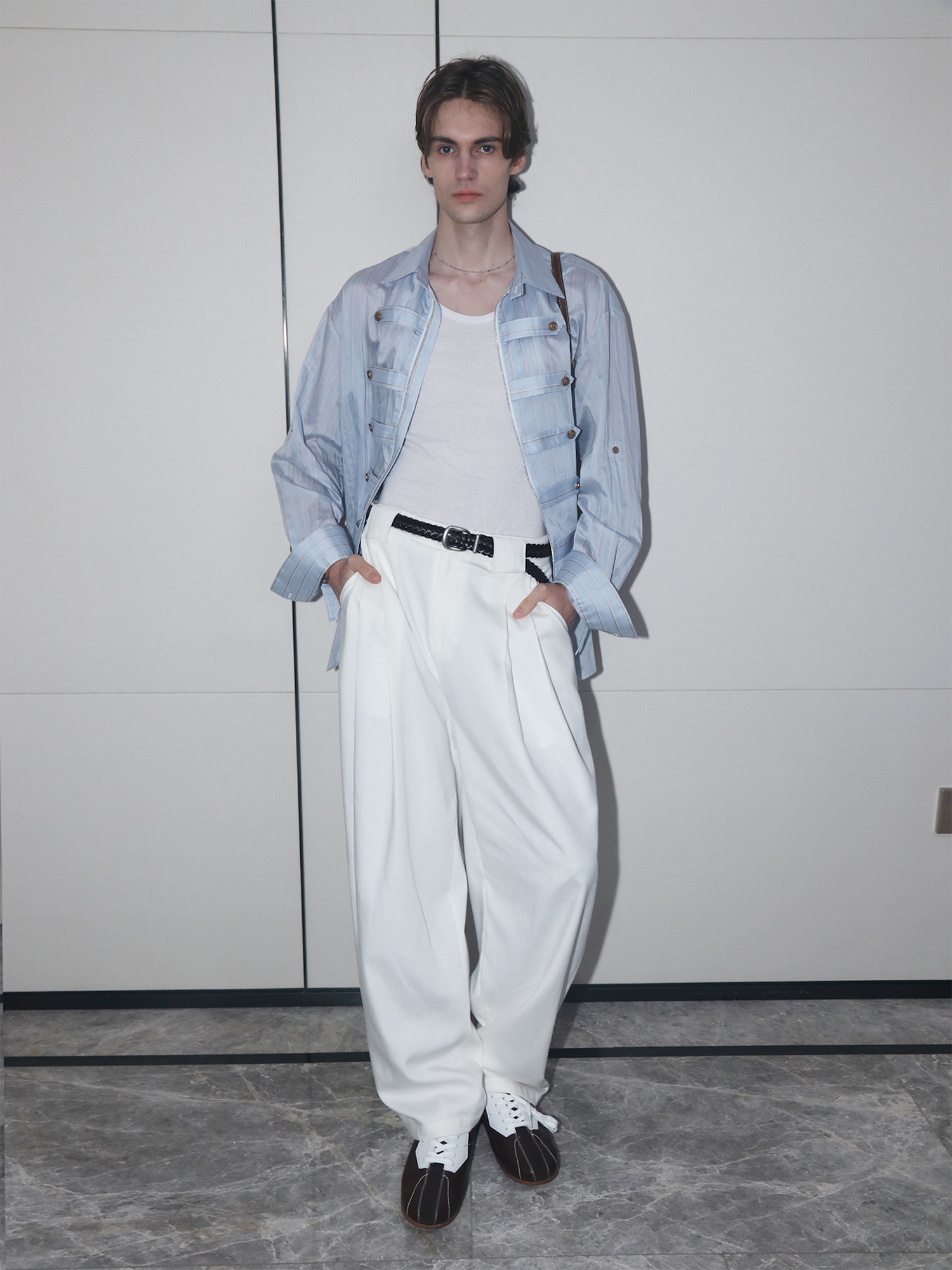ASSEEN Metallic Thread Coin Button Shirt-Shirt-S-Free Shipping Leatheretro
