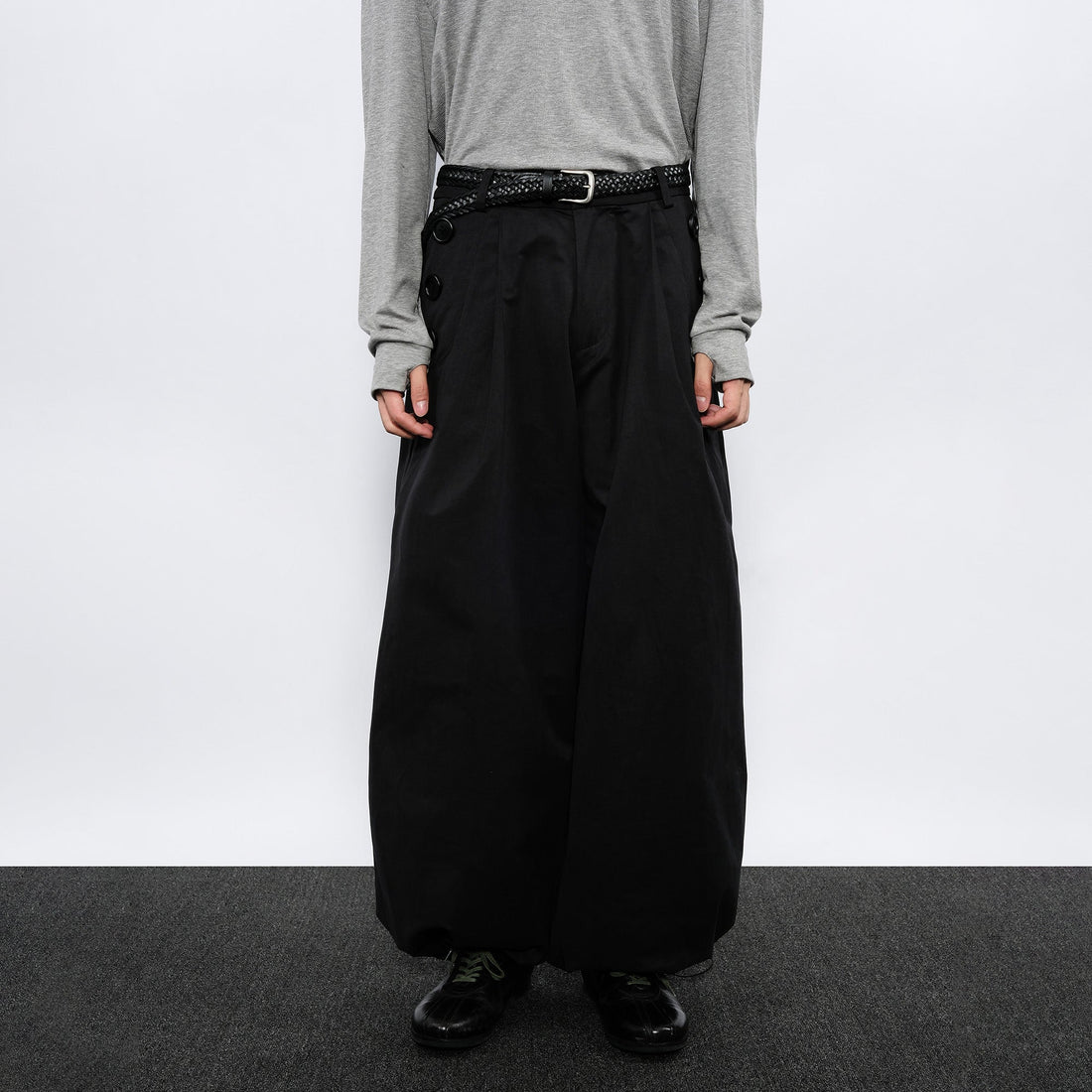 7440 37 1 Side-Button Drawcord Balloon Pants-Pants-S (Preorder)-Free Shipping Leatheretro