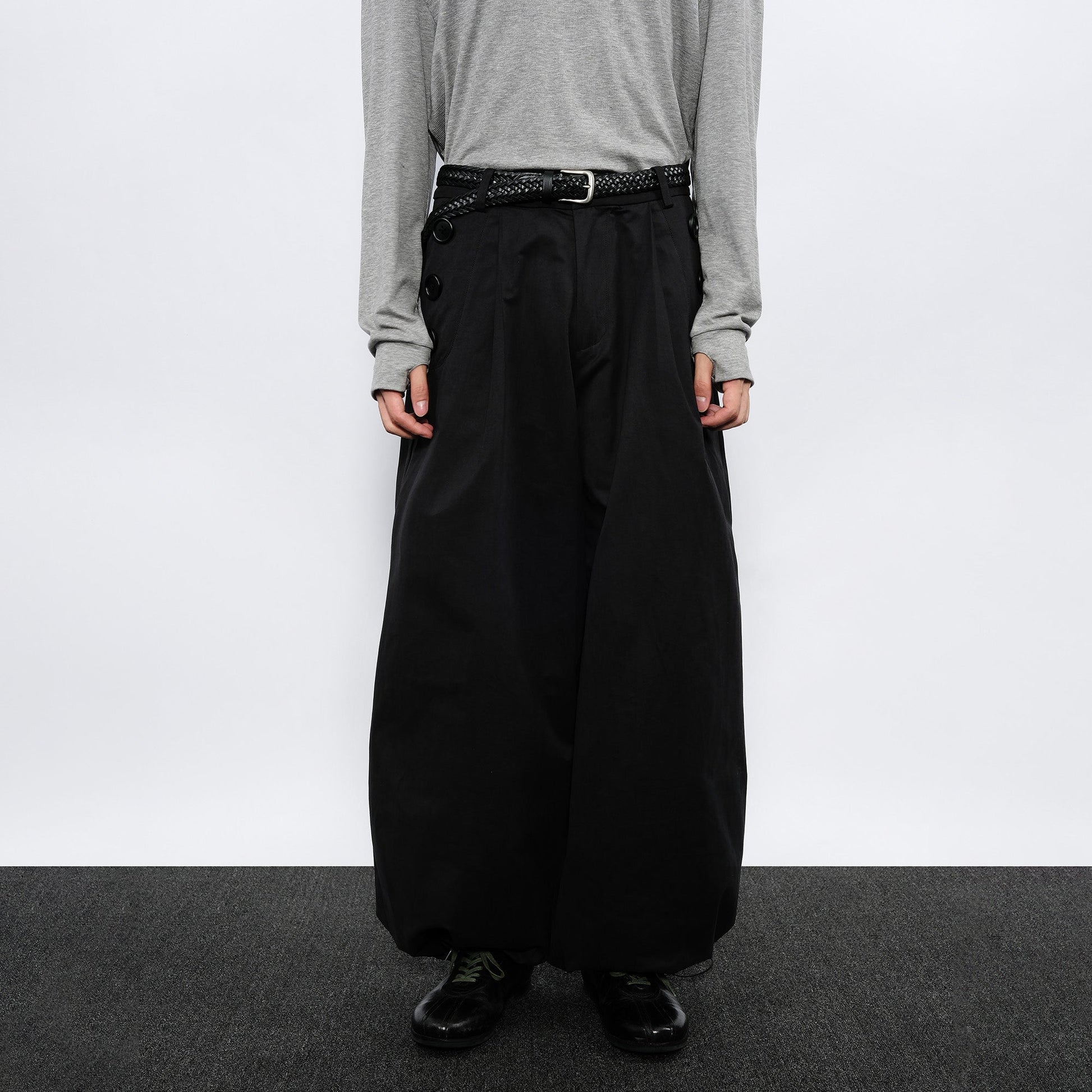 7440 37 1 Side-Button Drawcord Balloon Pants-Pants-S (Preorder)-Free Shipping Leatheretro