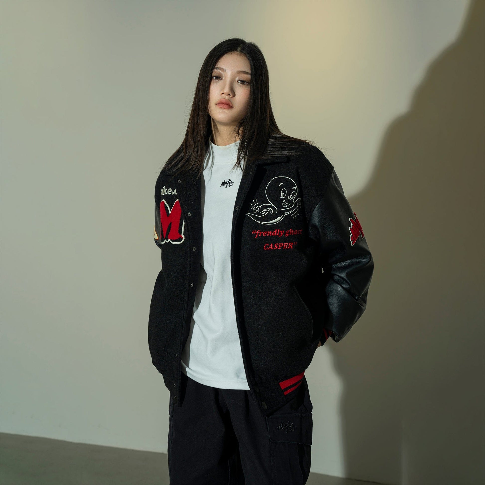 MAKEMORE Demon Patchwork Cotton-padded Baseball Jacket-Jacket-S-Free Shipping Leatheretro