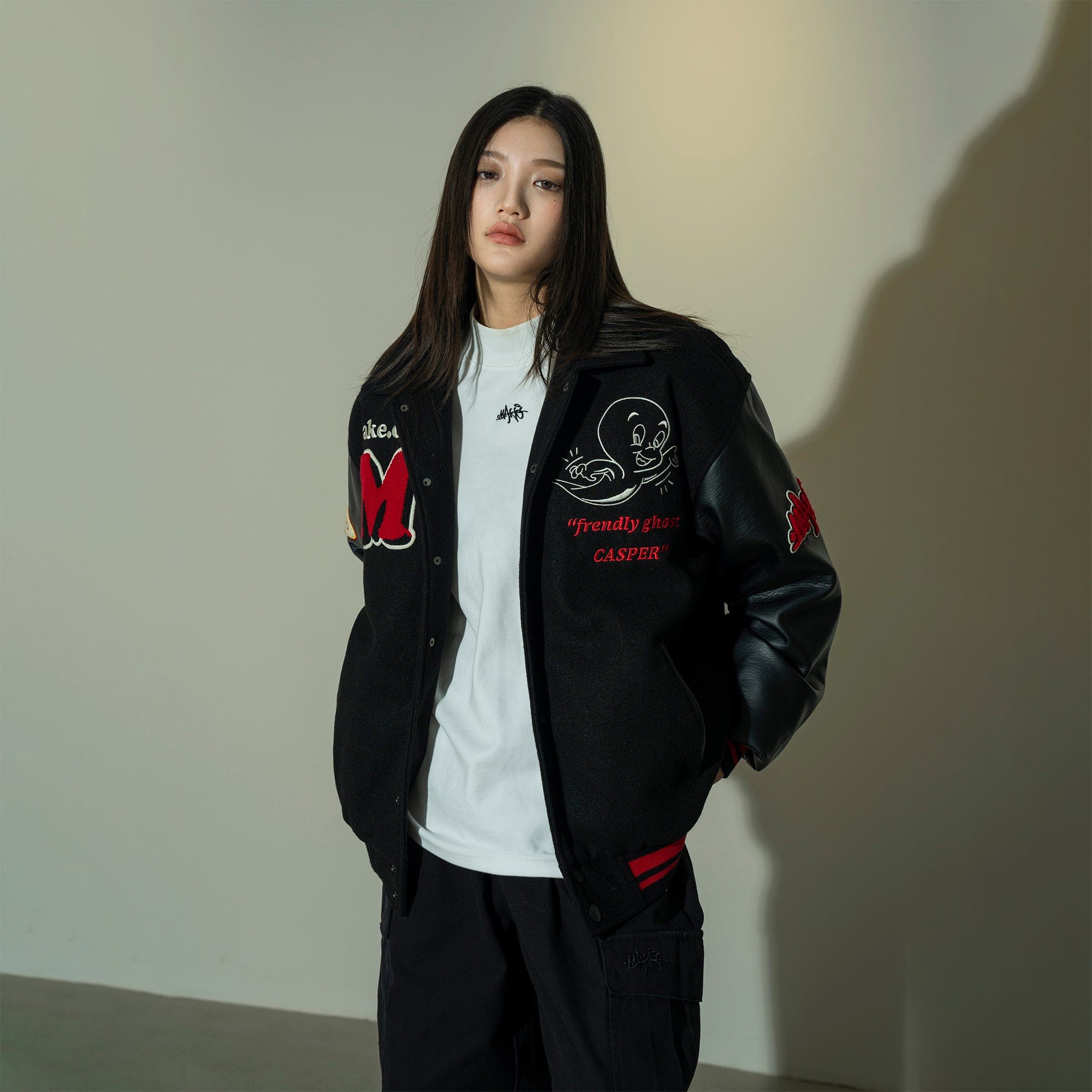 MAKEMORE Demon Patchwork Cotton-padded Baseball Jacket-Jacket-S-Free Shipping Leatheretro