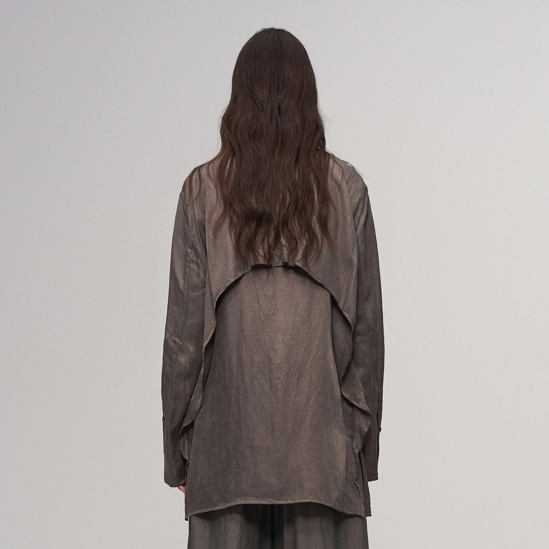 ILNya Nieternite Nifutur Asym Layered Wrap-Collar Shirt Coat Gray-Jacket-S (0)-Free Shipping Leatheretro