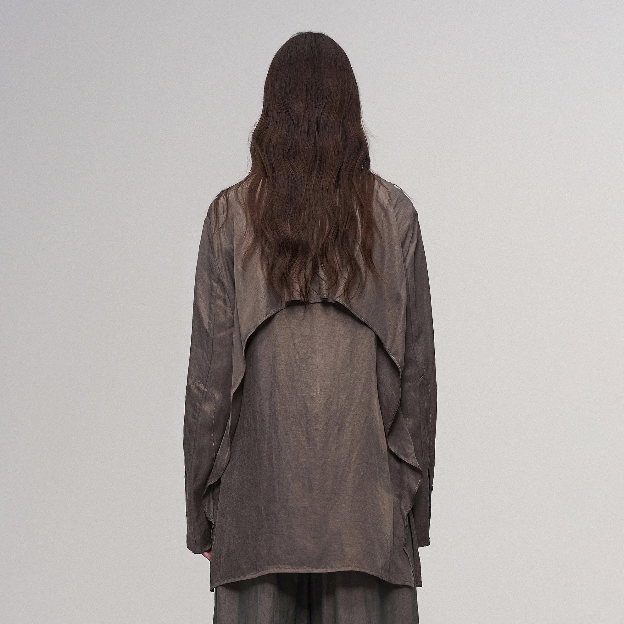 ILNya Nieternite Nifutur Asym Layered Wrap-Collar Shirt Coat Gray-Jacket-S (0)-Free Shipping Leatheretro