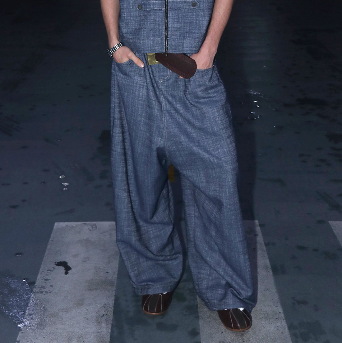 ASSEEN Dropped-Crotch Wide-Leg Linen-Blend Jeans-Jeans-S / 28-30”-Free Shipping Leatheretro