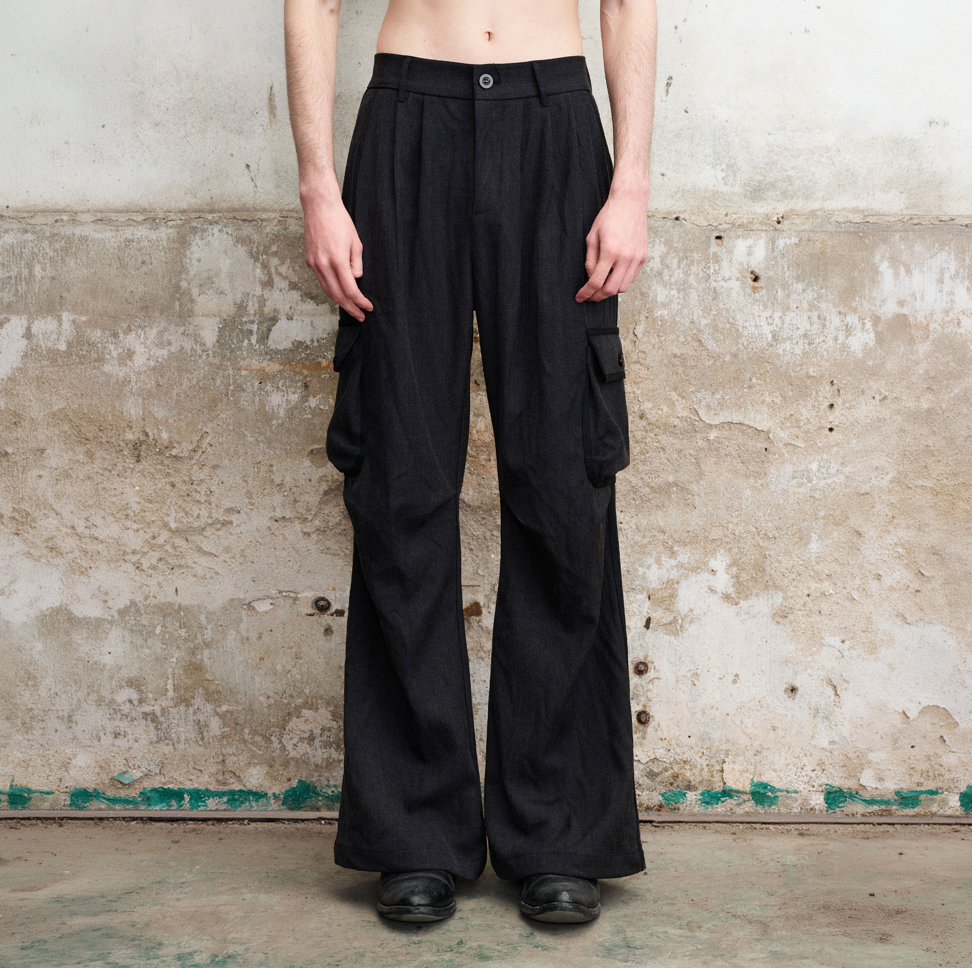 ILNya Nieternite Nifutur Pleated Cargo Flare Pants-Pants-S (0)-Free Shipping Leatheretro