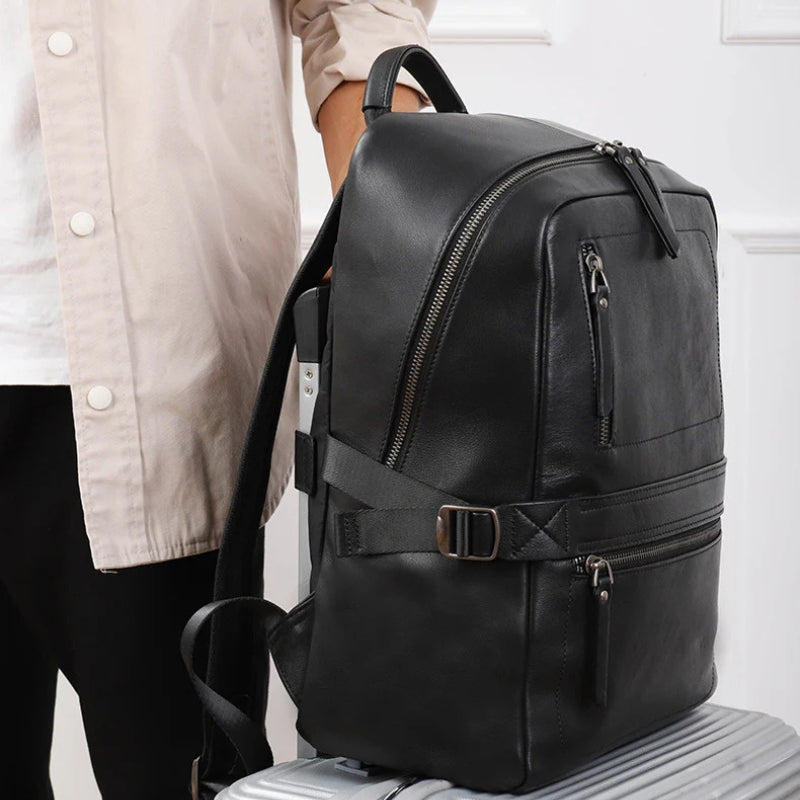 Men’s Business Commute Backpack – Modern Travel Tech Device Bag-Backpacks-Black-Free Shipping Leatheretro