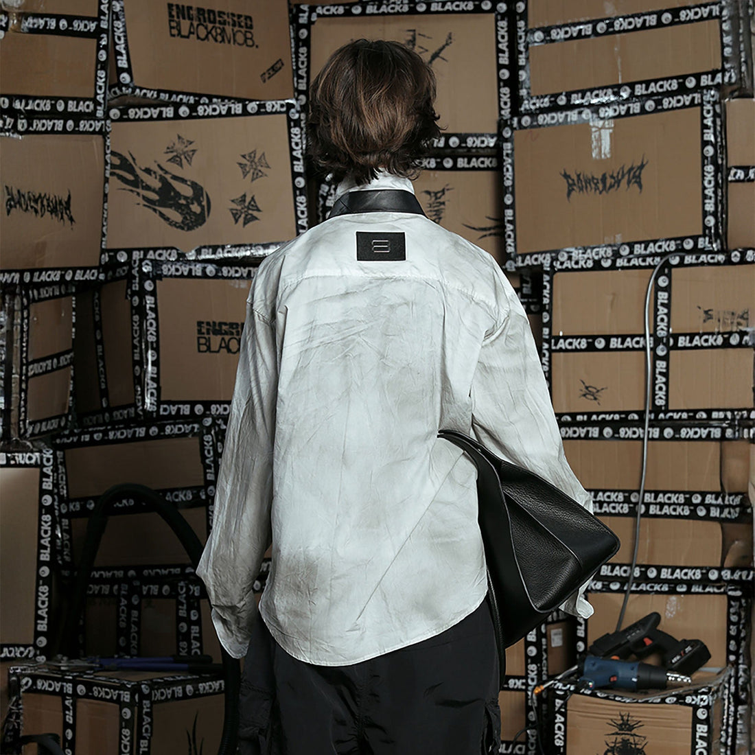 BLACK8MOB Dirty Fit Distressed Pocket Shirt-T Shirt-XS-Free Shipping Leatheretro