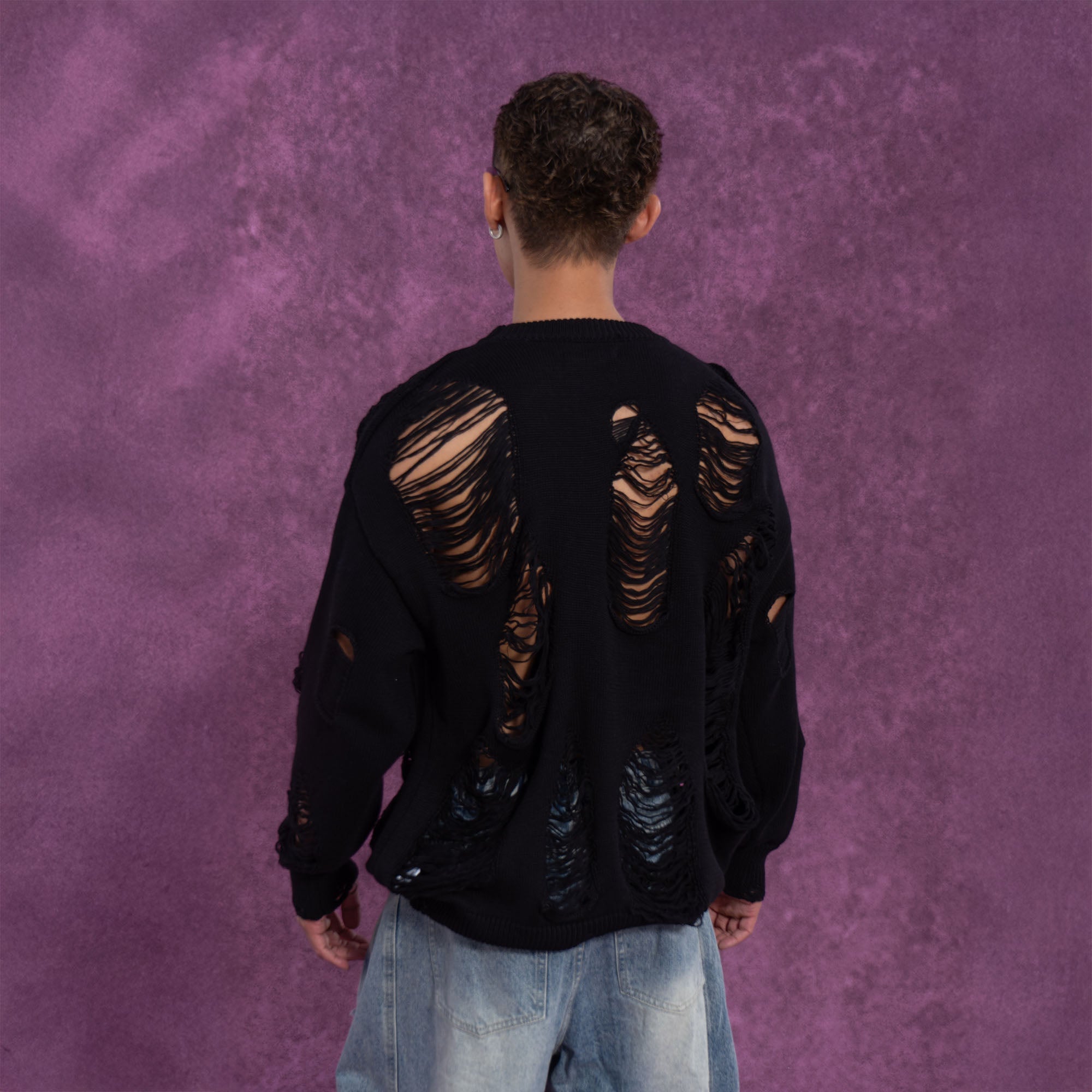 CLP Ripped Oversized Sweater-Sweater-S-White-Free Shipping Leatheretro