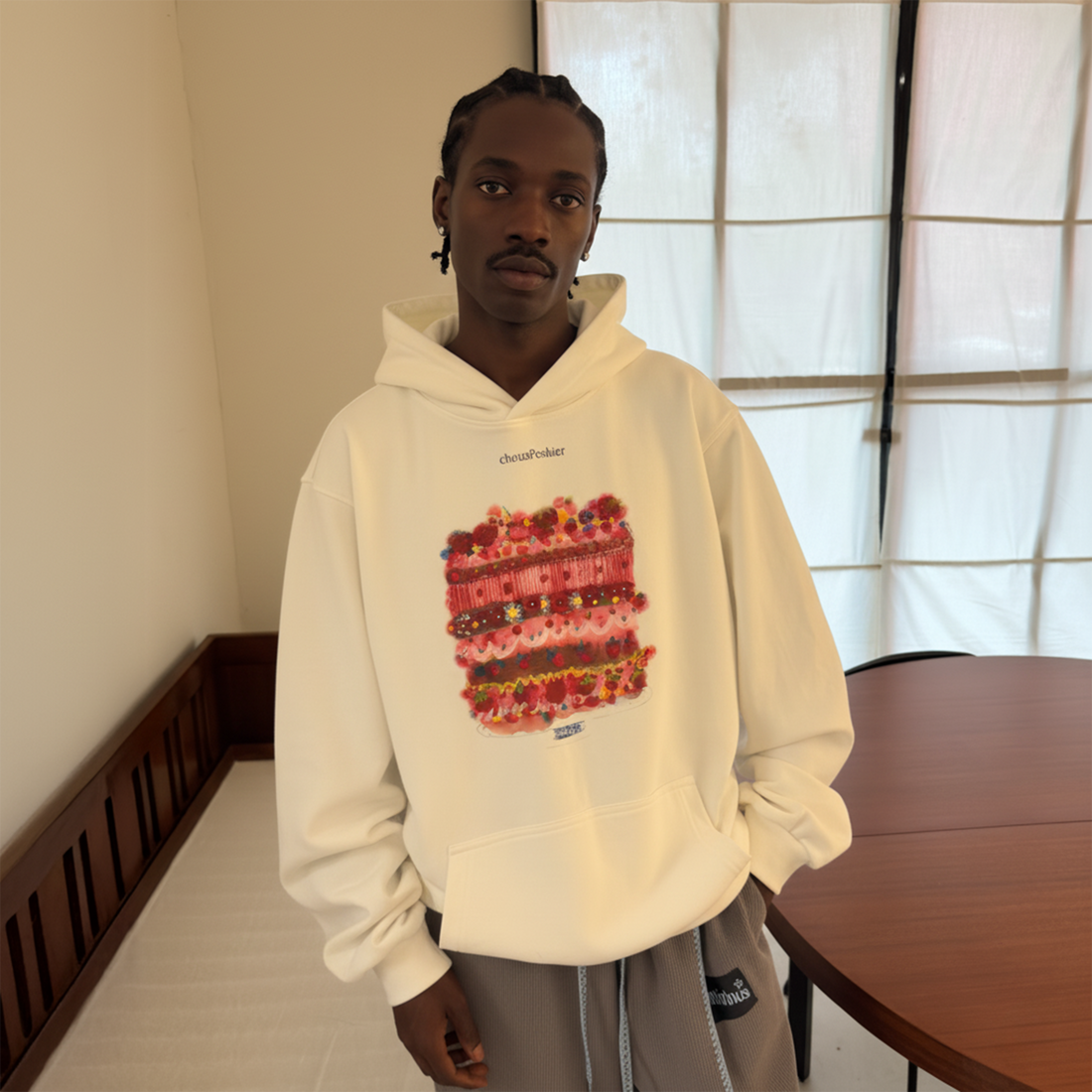 MIICHOUS Cake Graphic Oversized Hoodie-Sweatshirt-S-White-Free Shipping Leatheretro