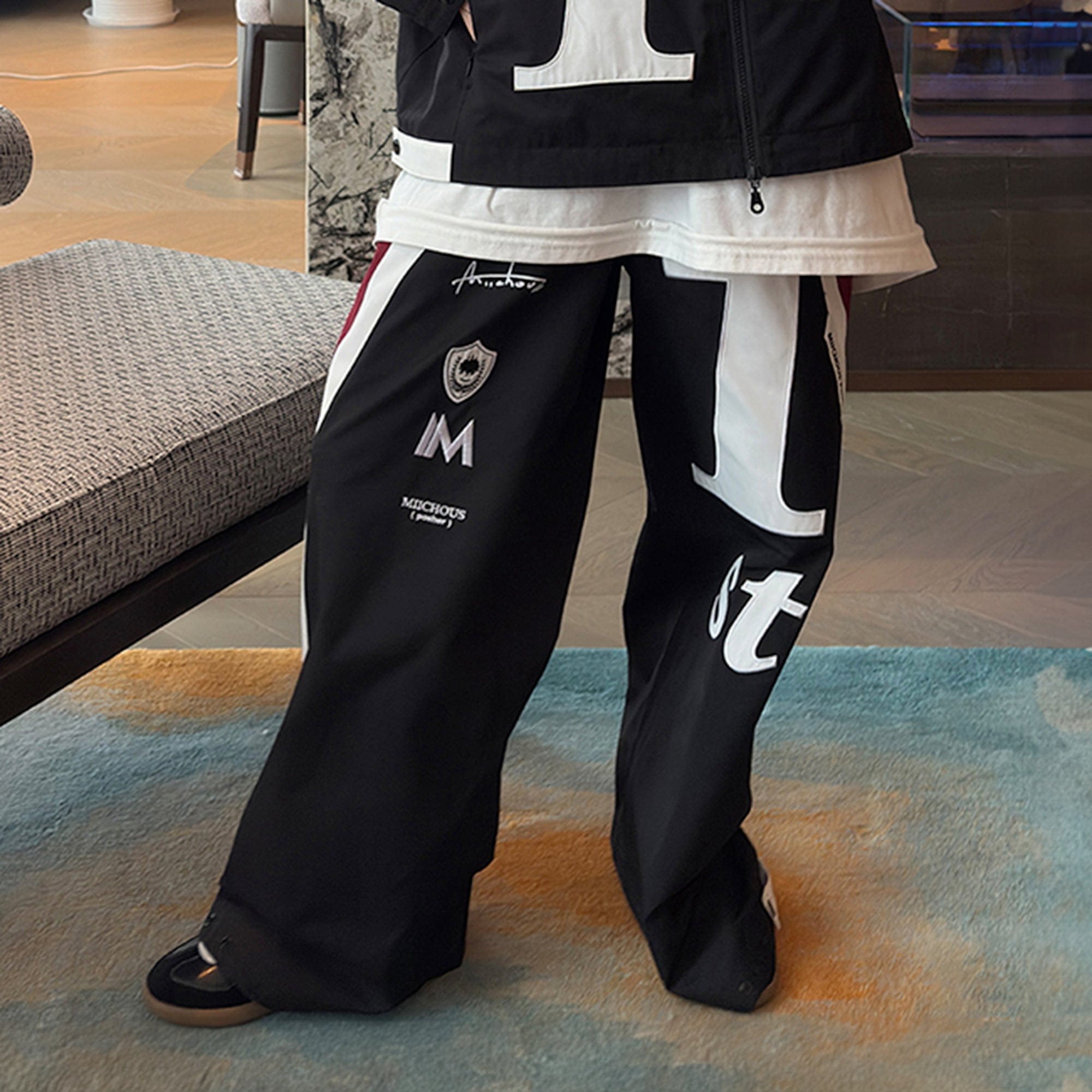 MIICHOUS Infinite Racer Patchwork Spliced Track Pants-Pants-S-Free Shipping Leatheretro