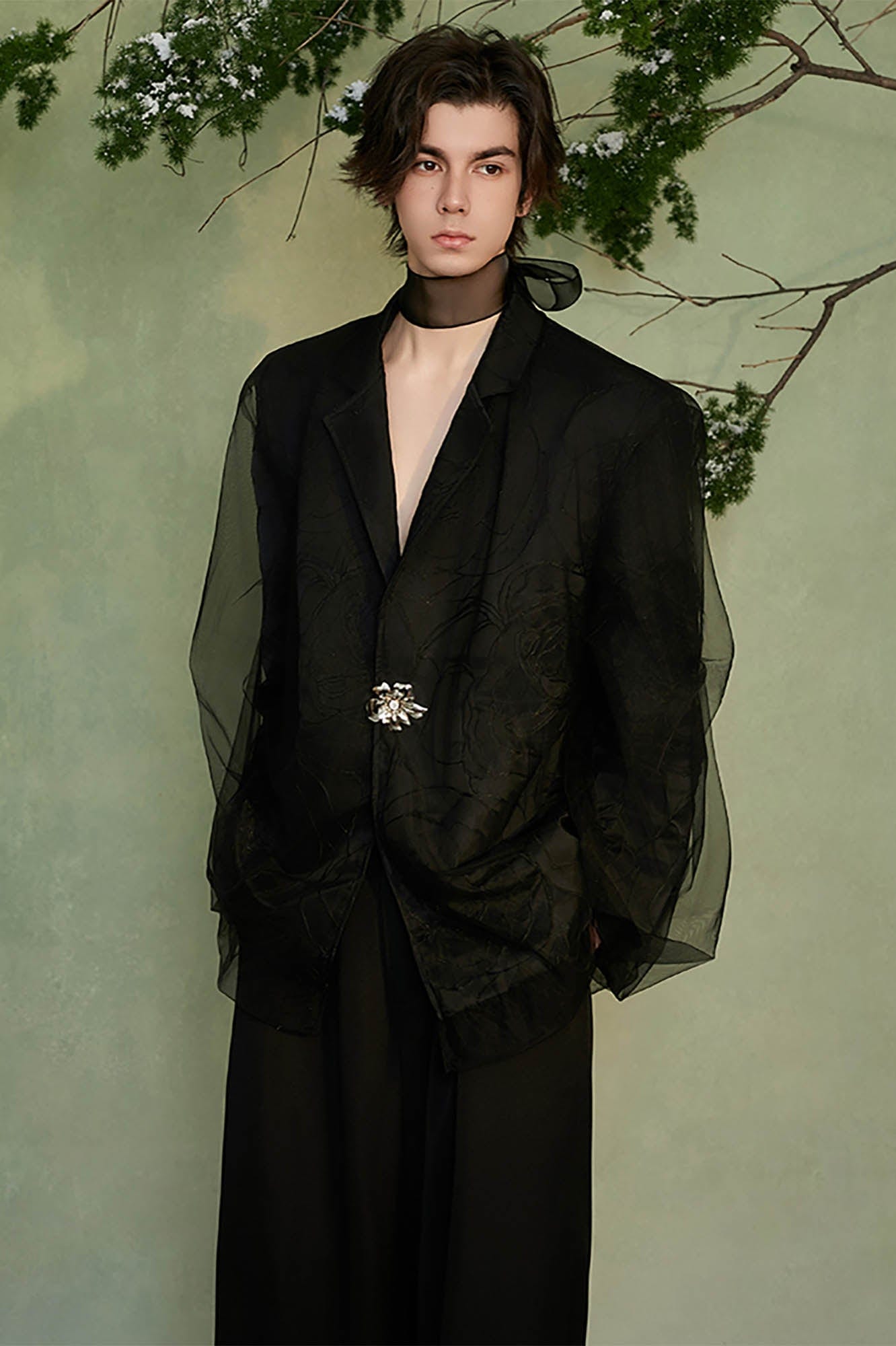 JIECHI Layered Floral Embossed Blazer-Jacket-M-Blazer-Free Shipping Leatheretro