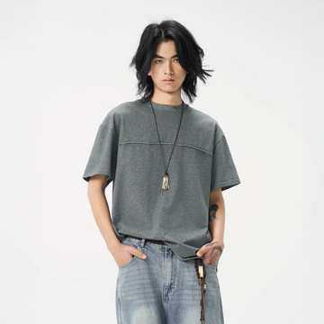 GONGHE REPUB Raw-Seam Cross-Neck T-Shirt-T Shirt-S-Free Shipping Leatheretro