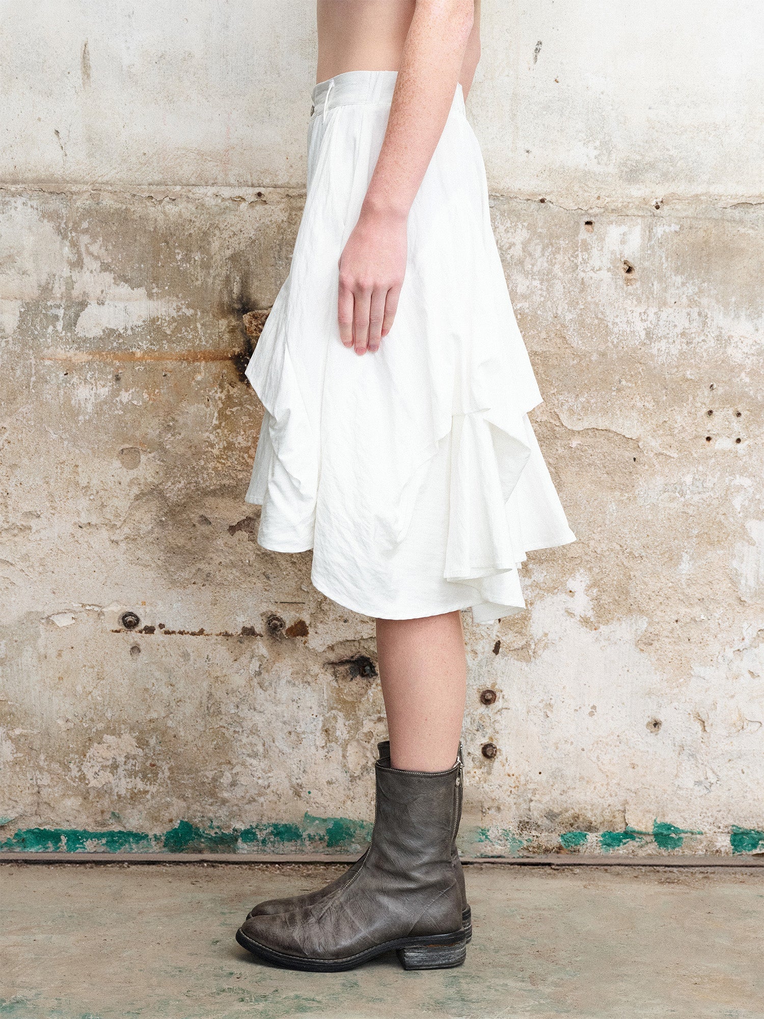 ILNya Nieternite Nifutur Layered Asymmetrical Skort White-Shorts-S (0) (Preorder)-Free Shipping Leatheretro